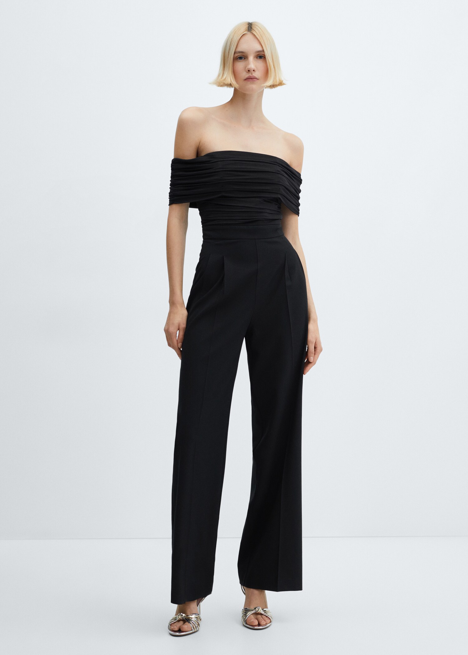 Off-the-shoulder jumpsuit with gathered detail - General plane