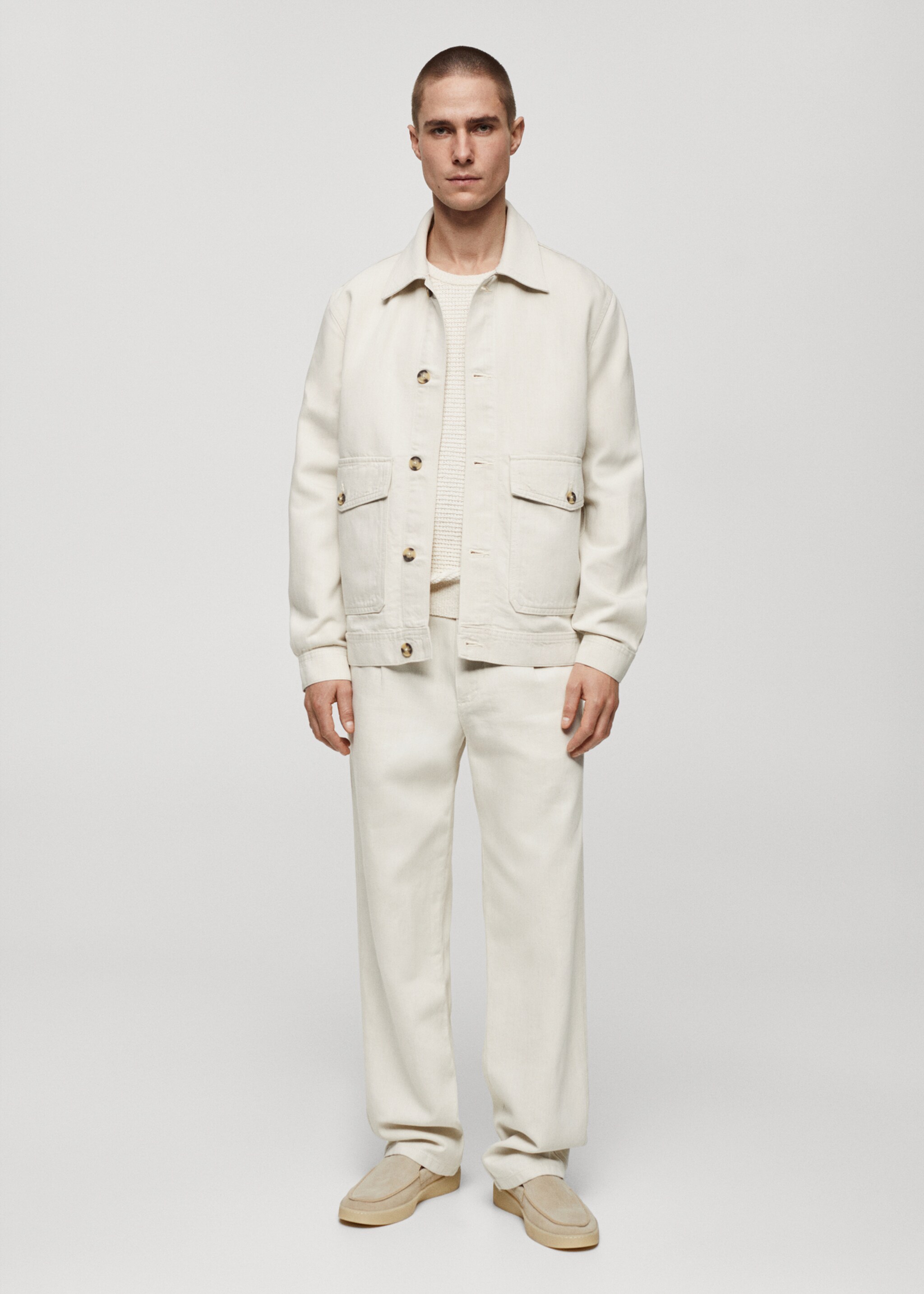 Linen cotton overshirt with pockets - General plane