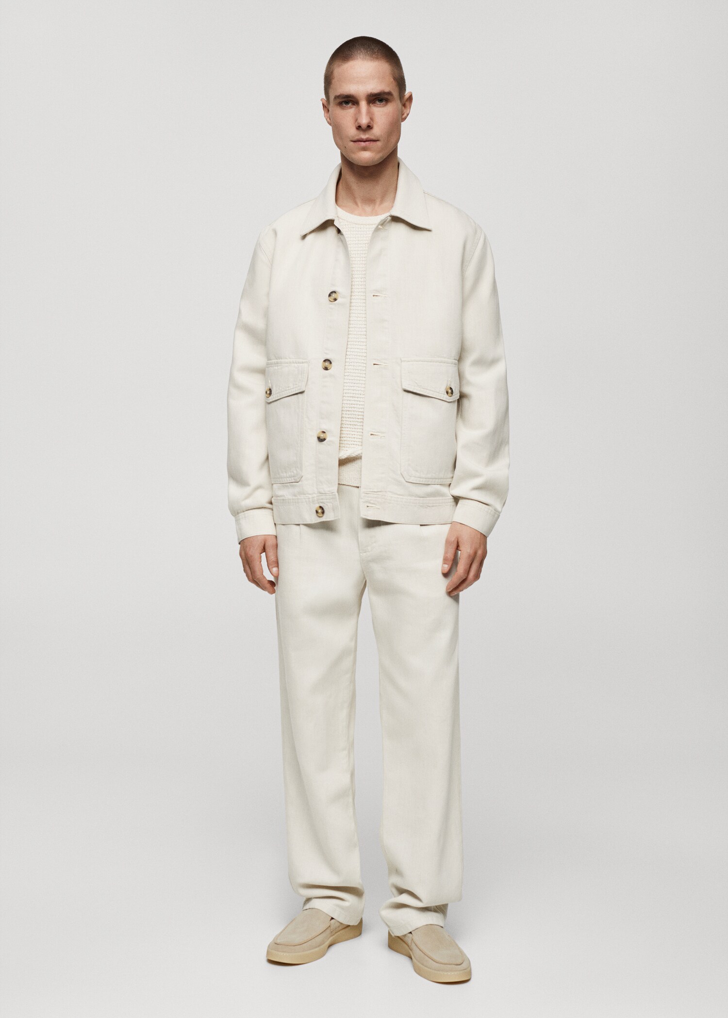 Linen cotton overshirt with pockets - General plane