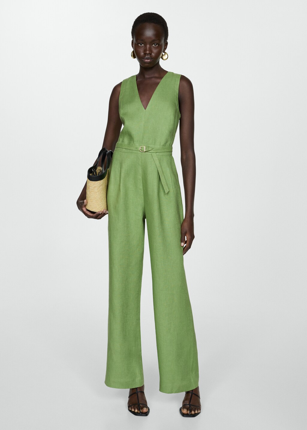 MANGO(マンゴ)☆Belt linen jumpsuit☆SNS大人気 Belt linen jumpsuit - Women | MANGO OUTLET USA