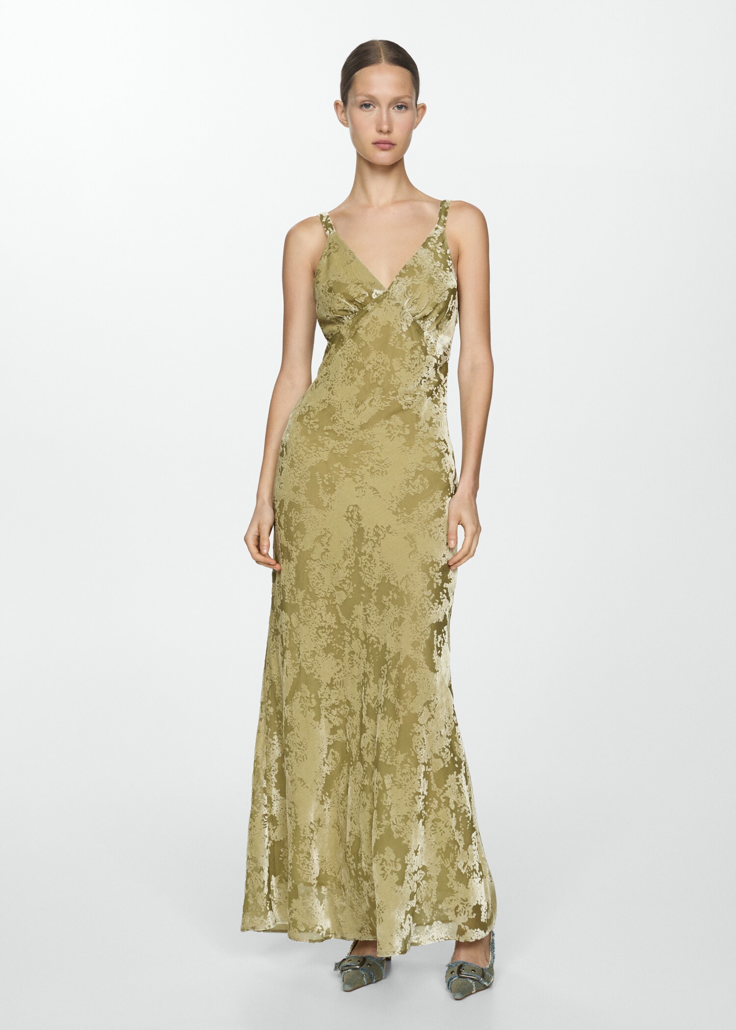Robe longue détails velours - Plan général