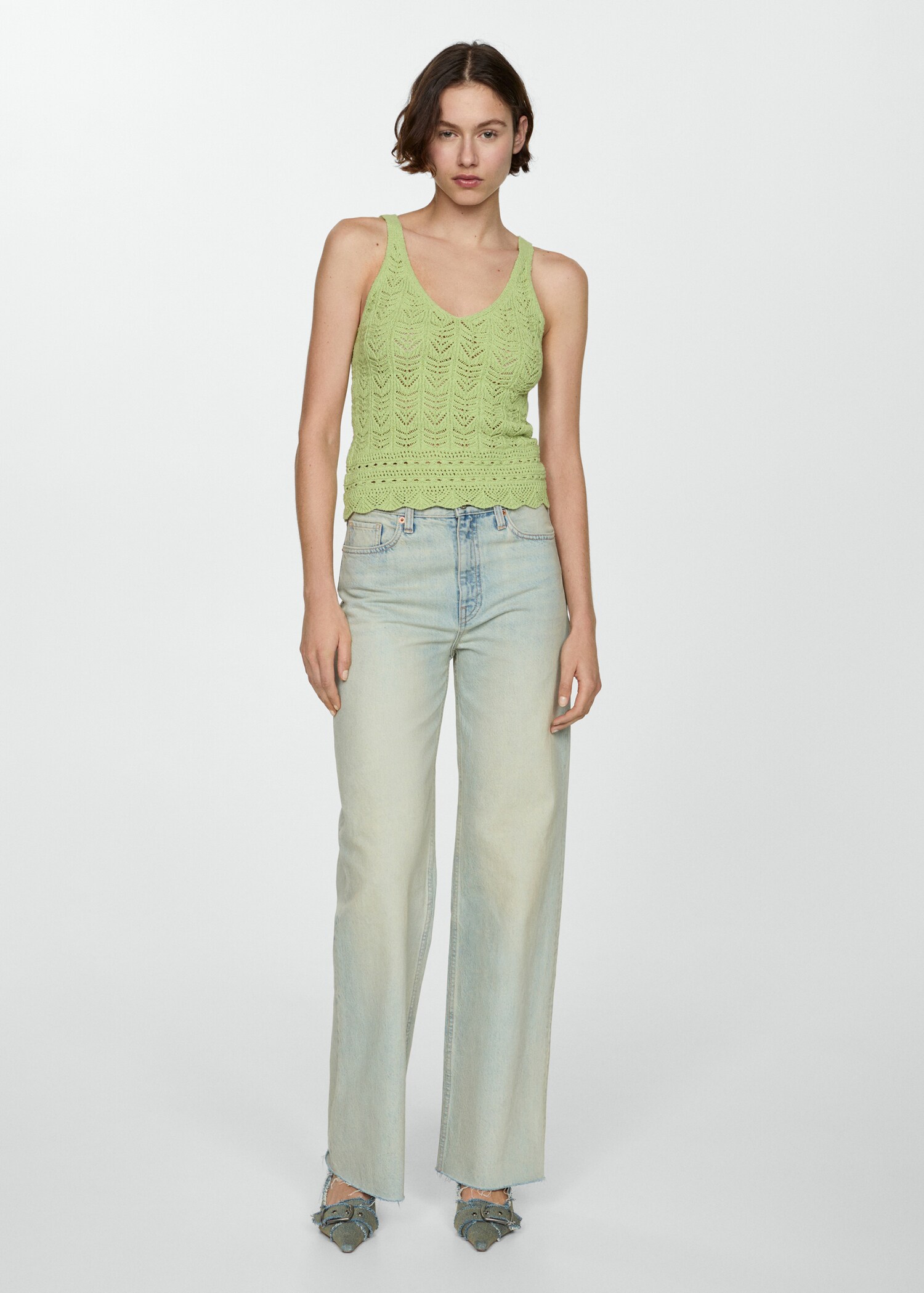 Openwork details knit top - General plane