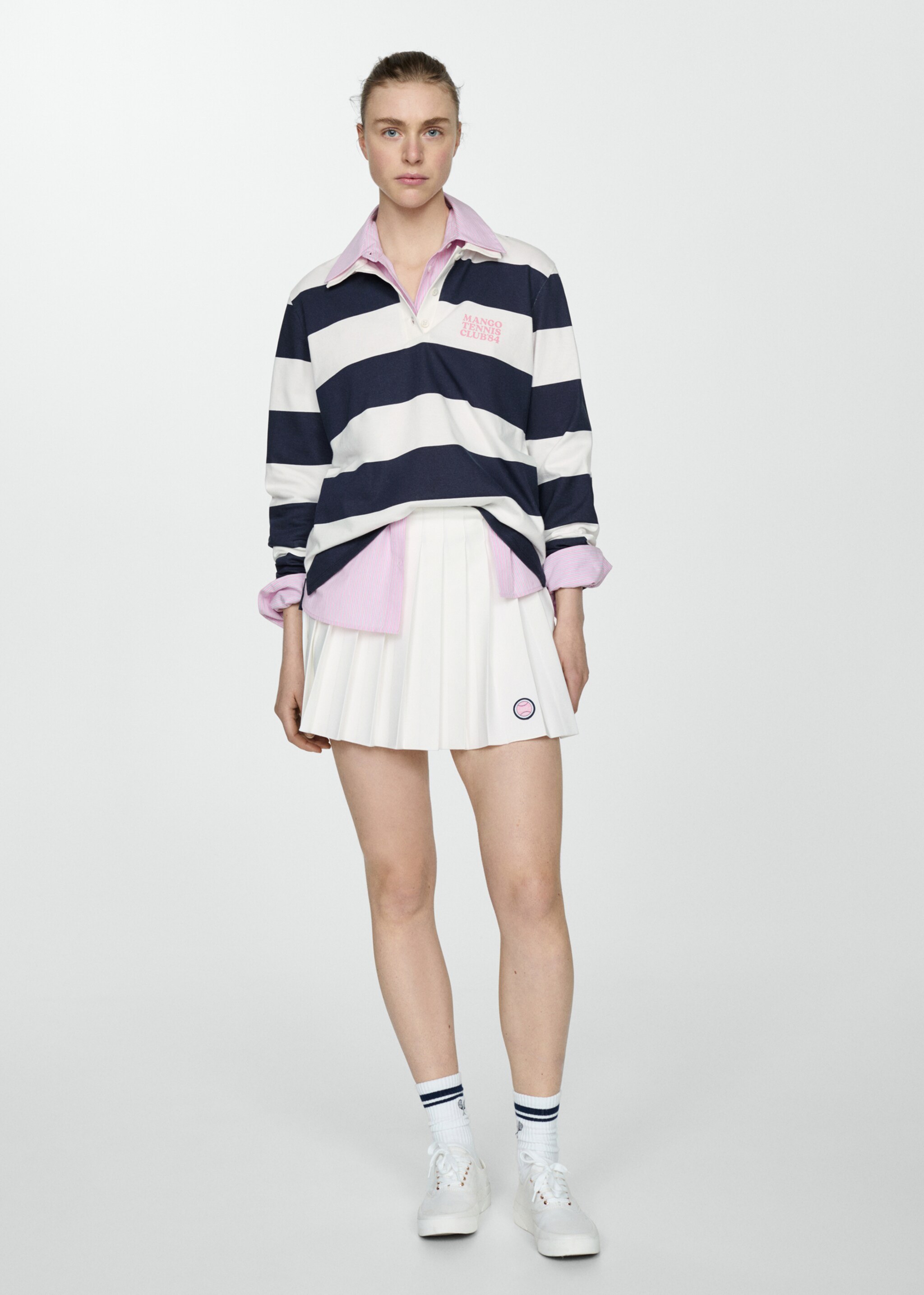 Check mini-skirt with logo - General plane, White. Ref: 67087144-00.
