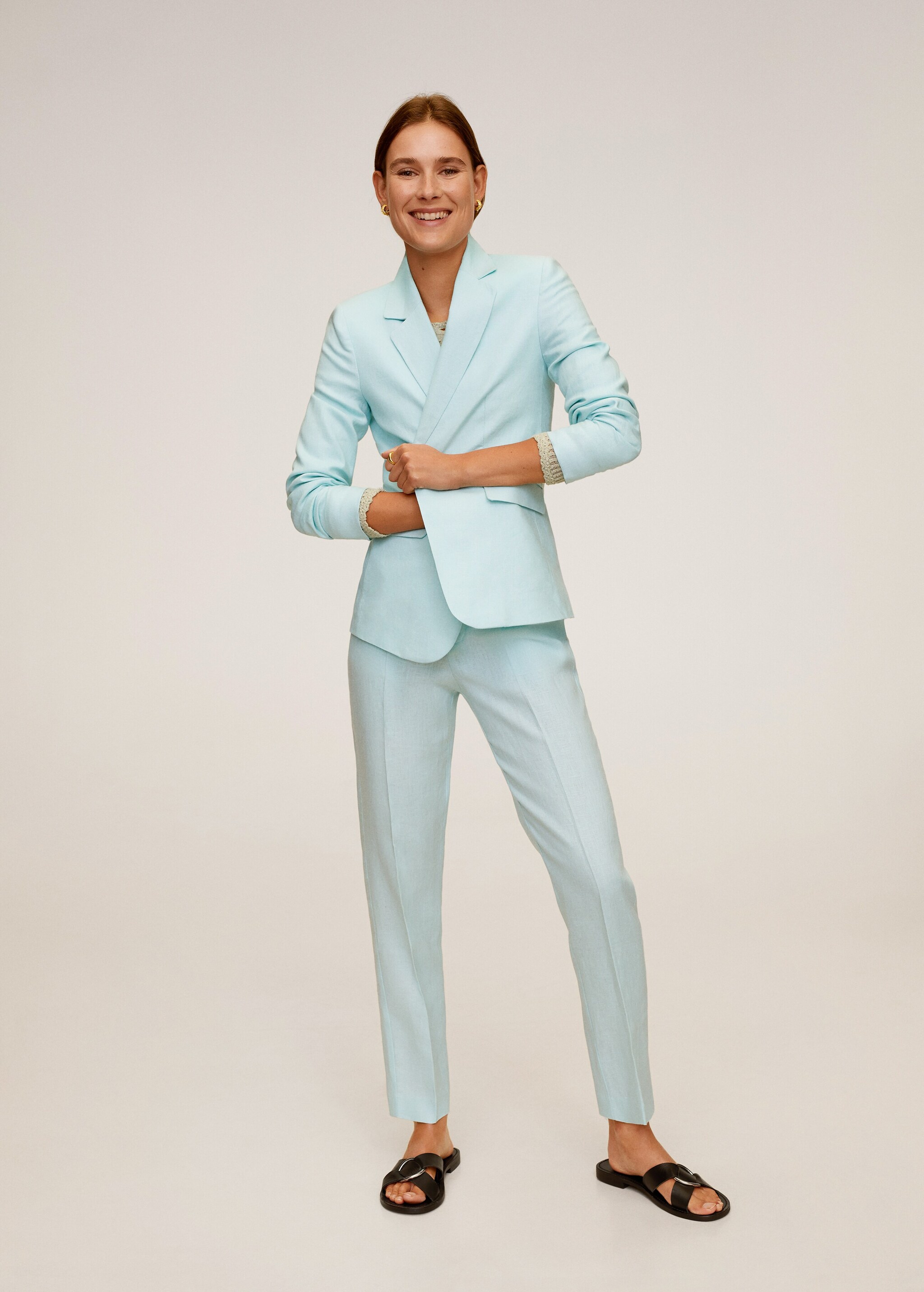 Linen button blazer - General plane