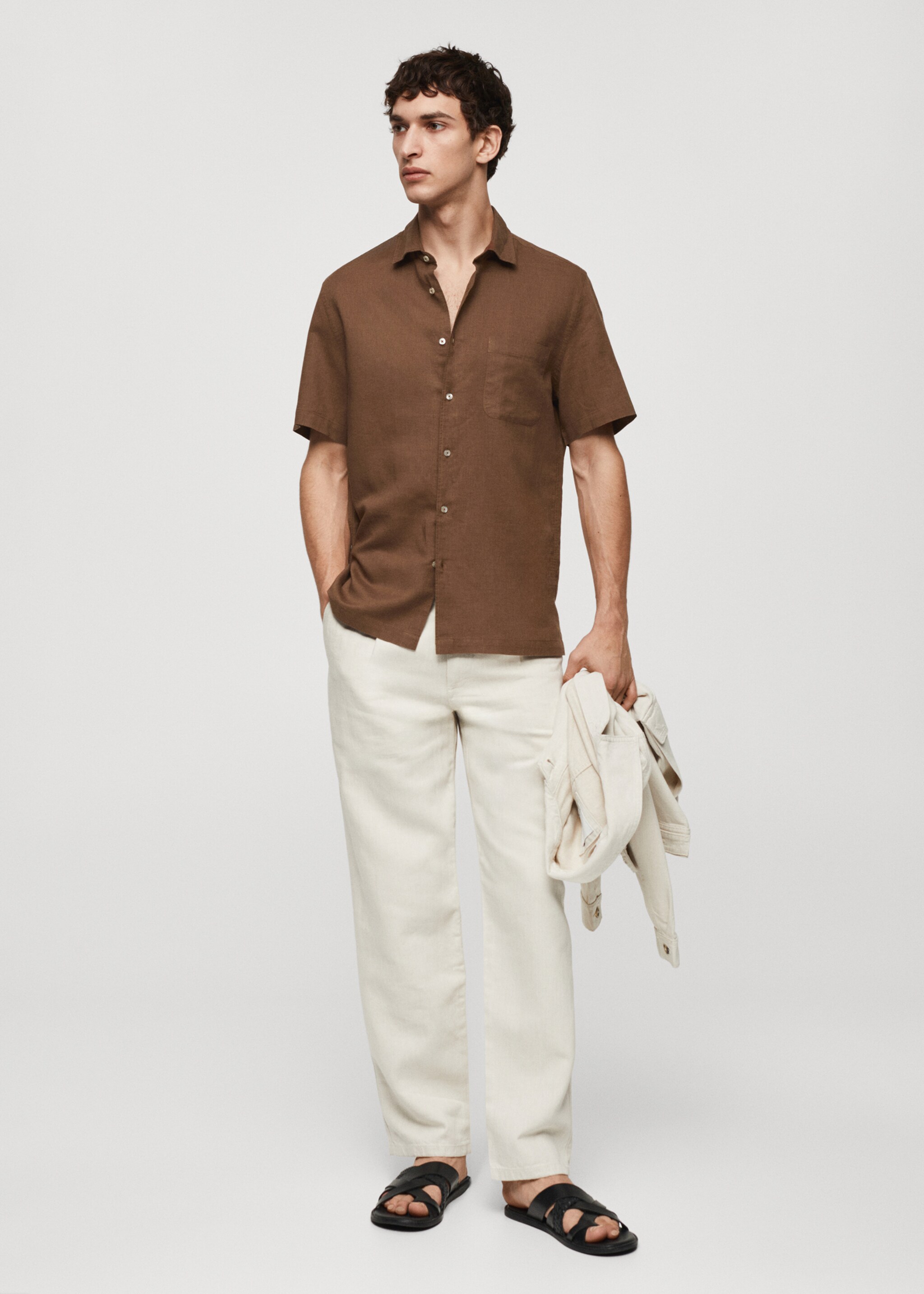 Regular-fit linen shirt with pocket - General plane