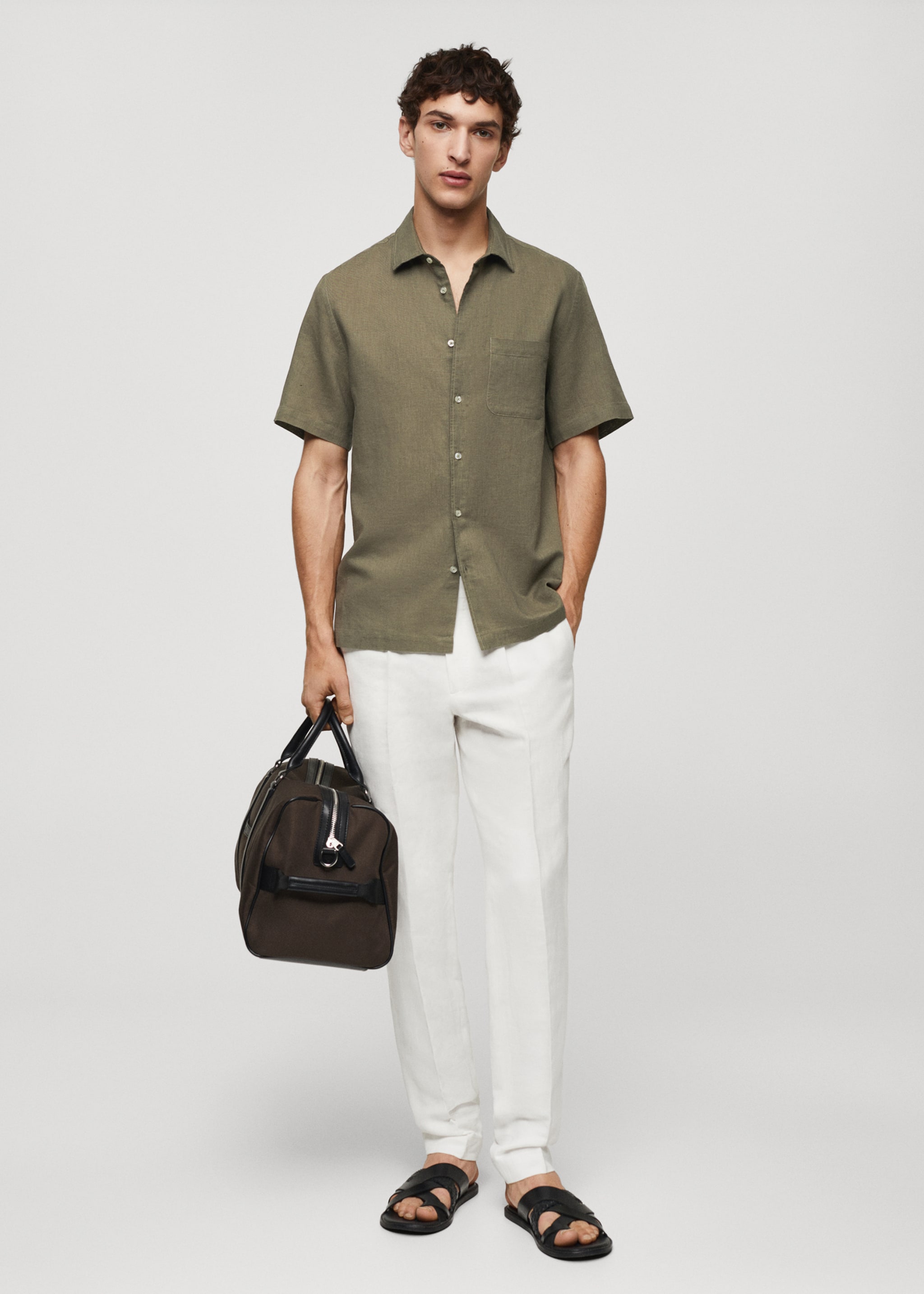 Regular-fit linen shirt with pocket - General plane