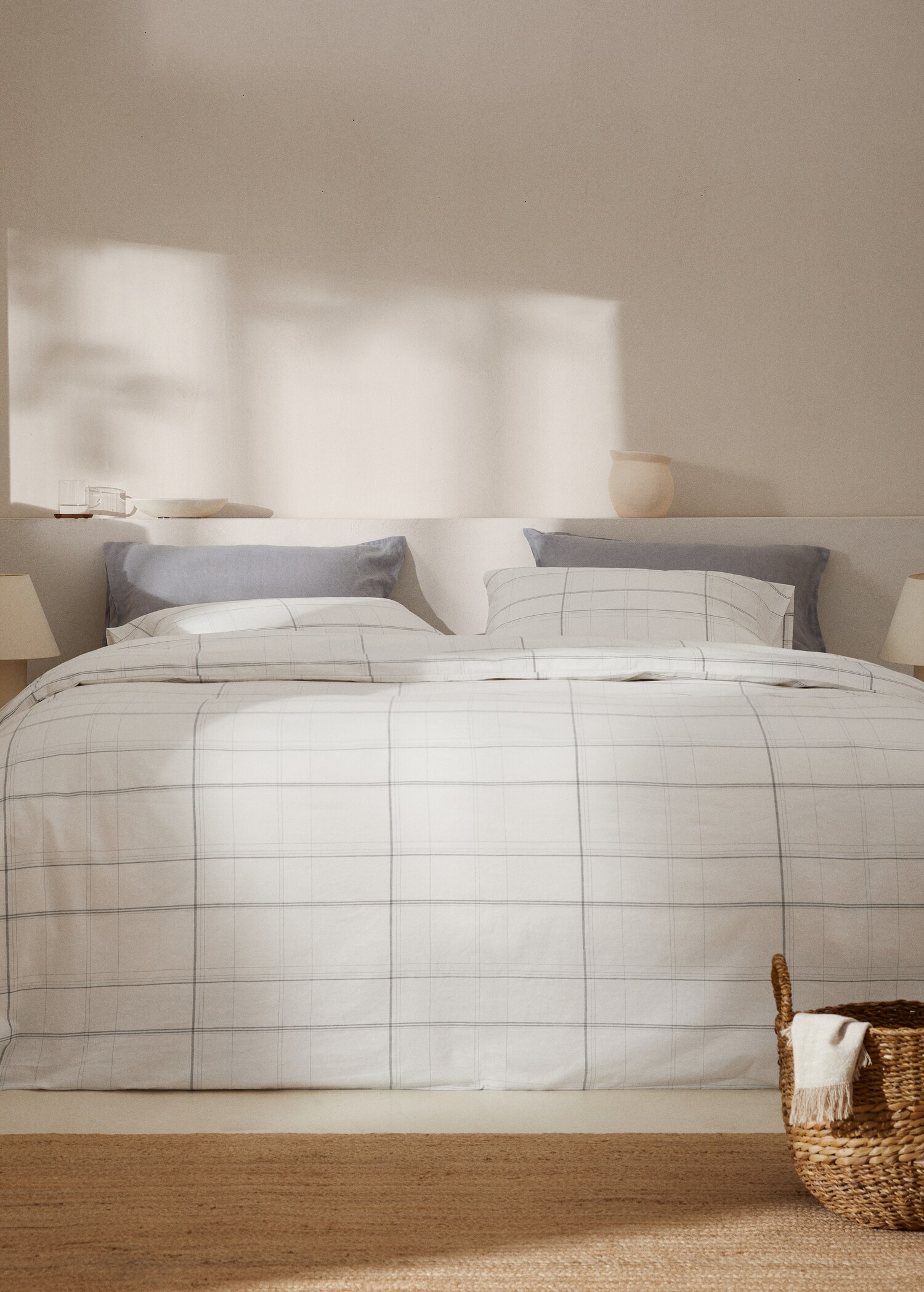 Striped cotton linen duvet cover for king bed - General plane