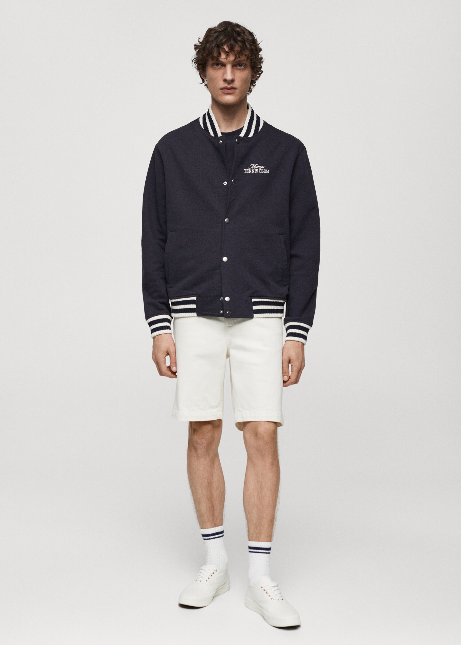 Embroidered striped bomber jacket - General plane