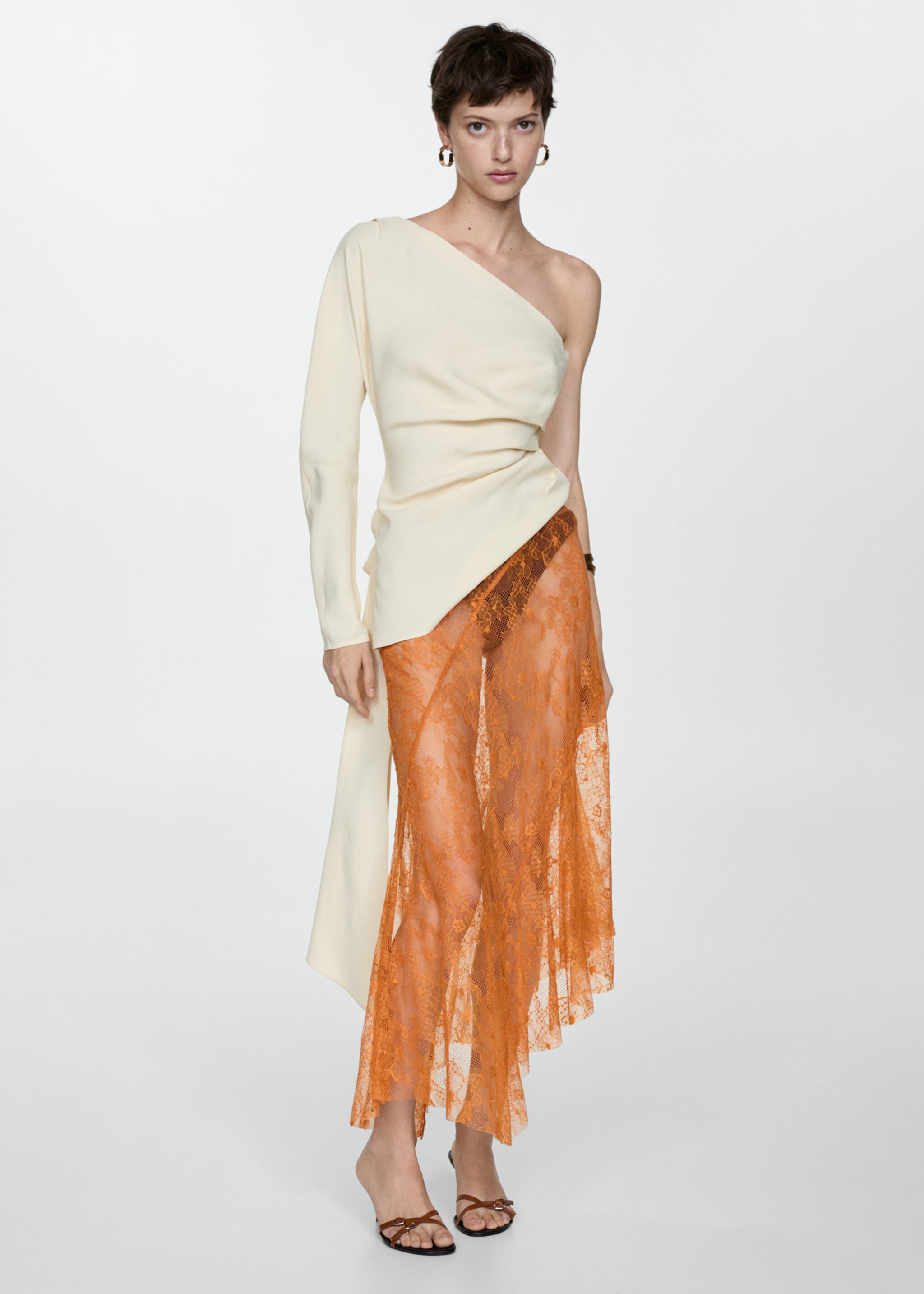 Asymmetrical embroidered skirt - General plane
