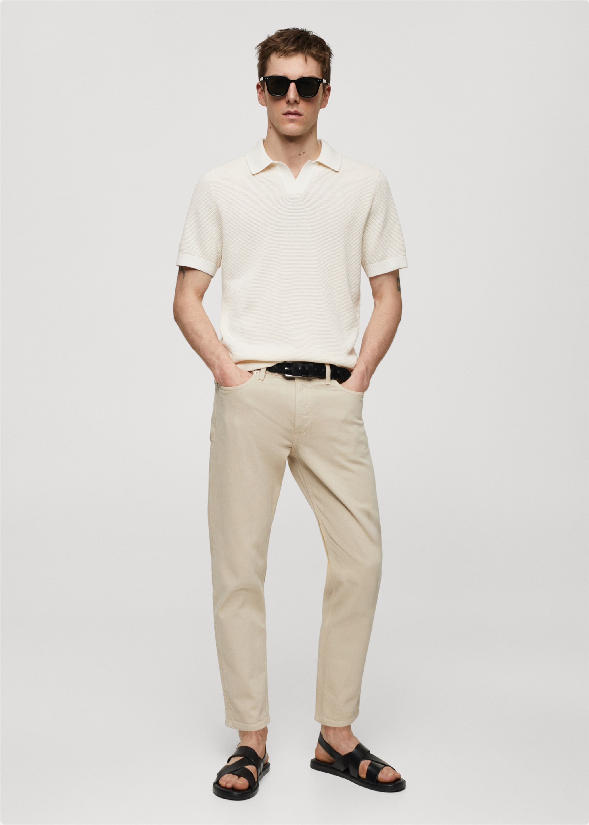 Structured knitted polo shirt - General plane