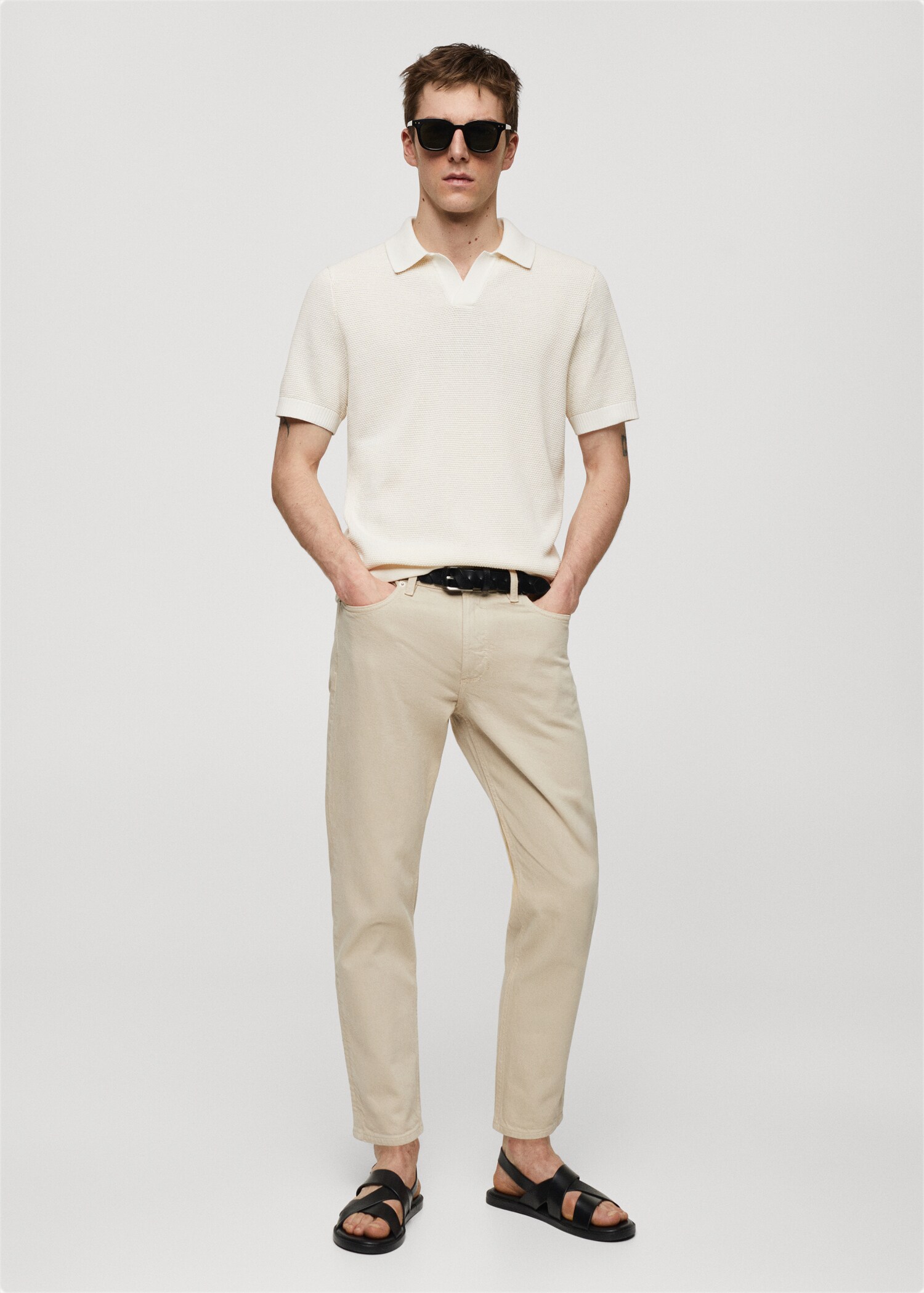 Structured knitted polo shirt - General plane