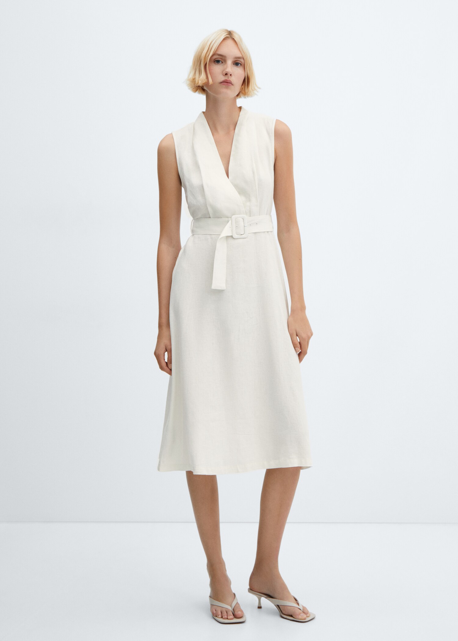 Belt linen dress - General plane