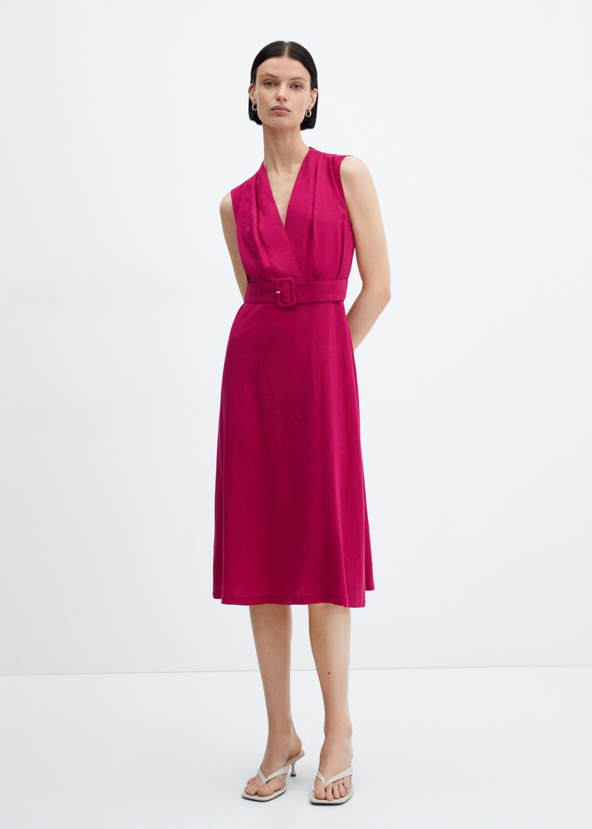 Belt linen dress - General plane