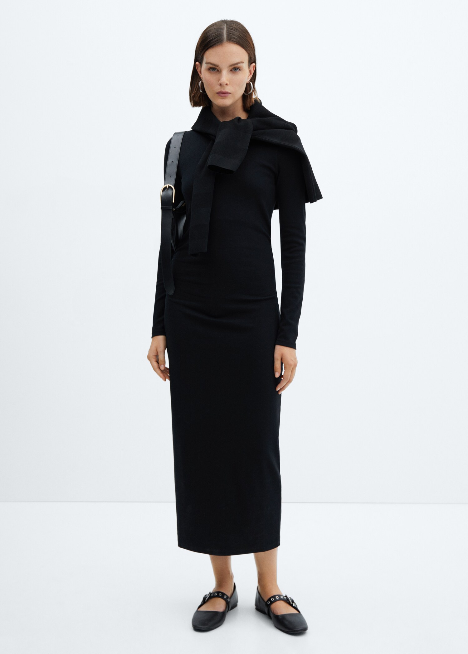 Side gathered details dress - General plane