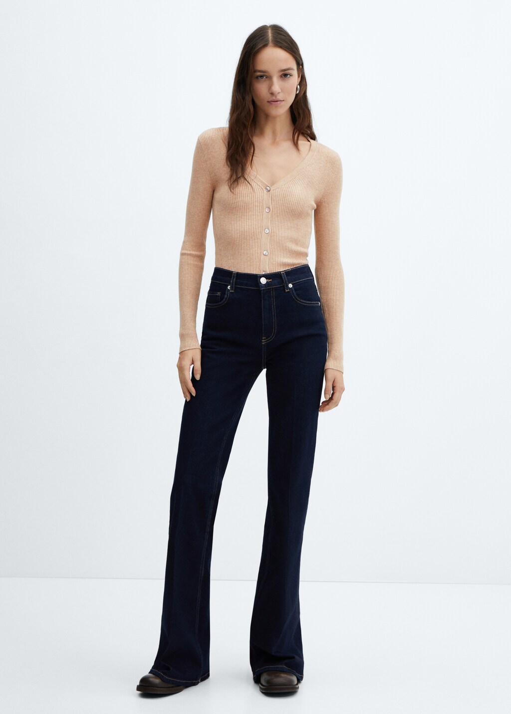 V-neck ribbed cardigan - Women | MANGO OUTLET USA