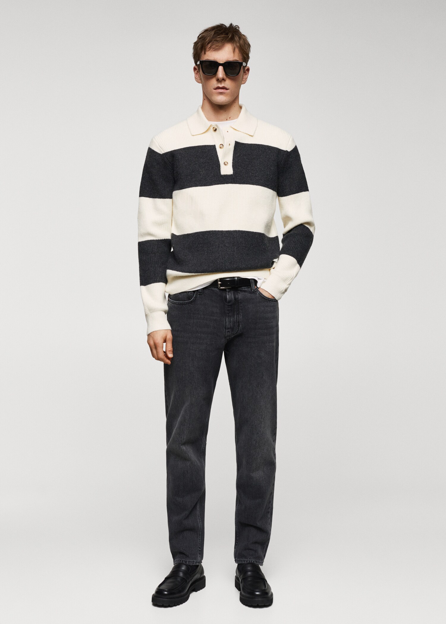 Gestreiftes Poloshirt mit Rippmuster - Allgemeine Ansicht