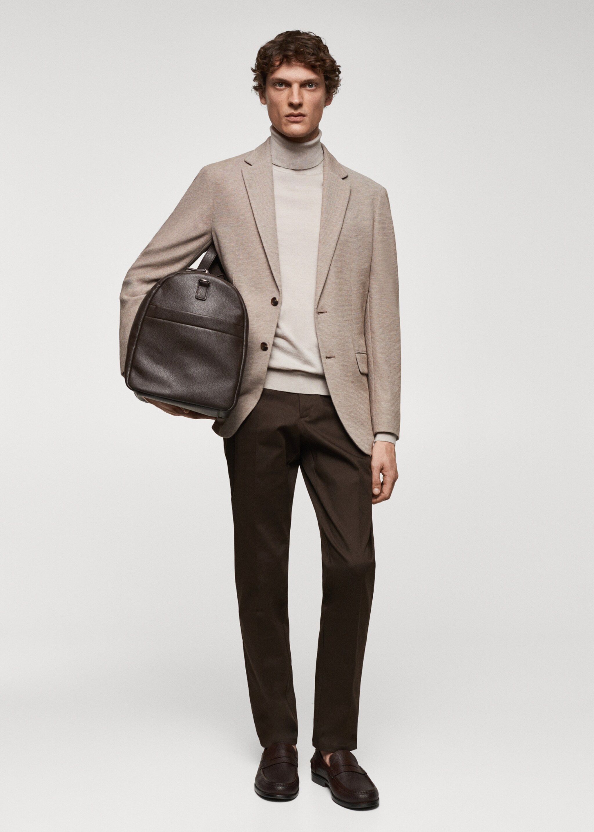 Strukirani slim fit pamučni sako - Opći prikaz