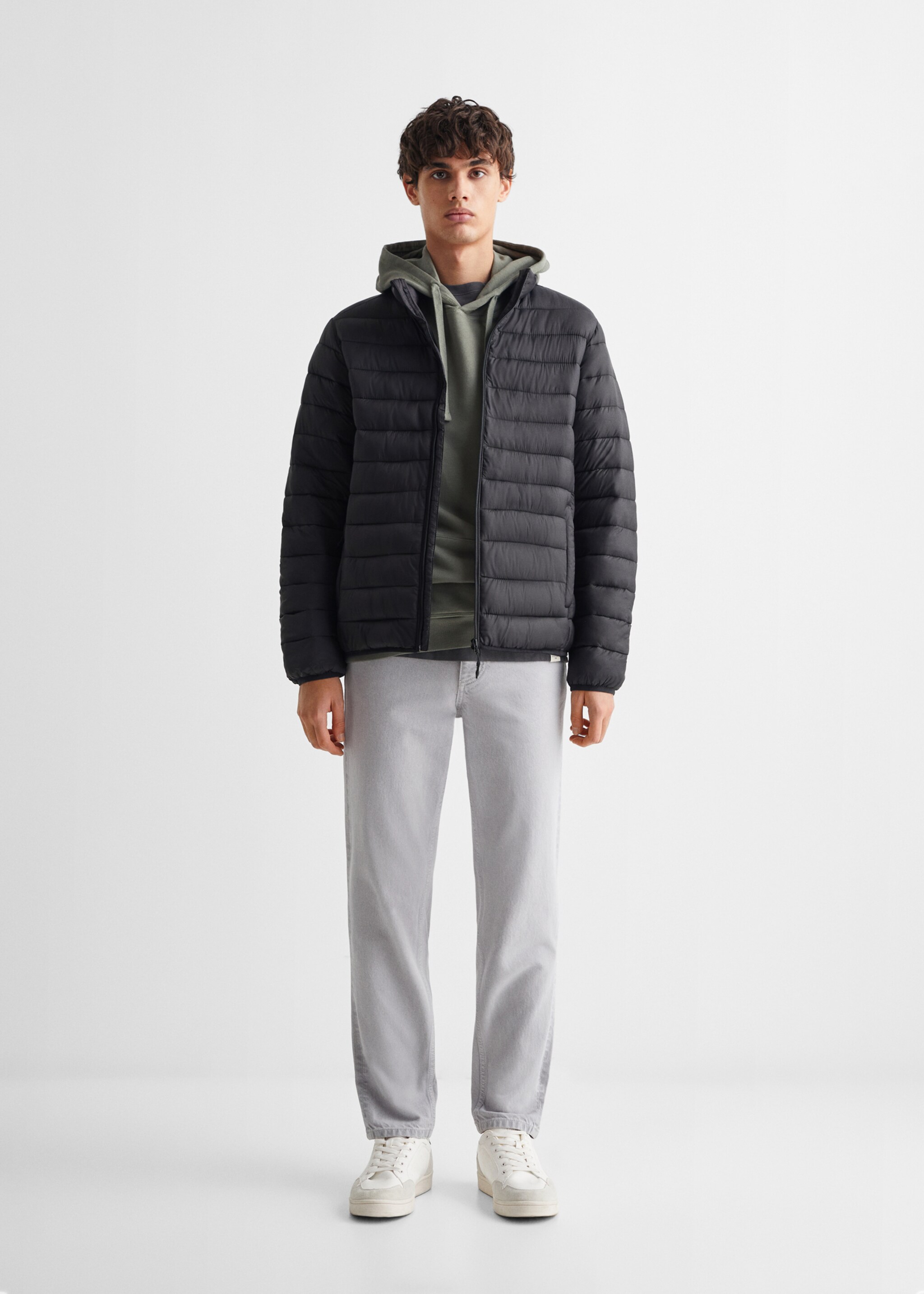 Anorak acolchado cremallera - Plano general, Negro. Ref: 67090676-00.