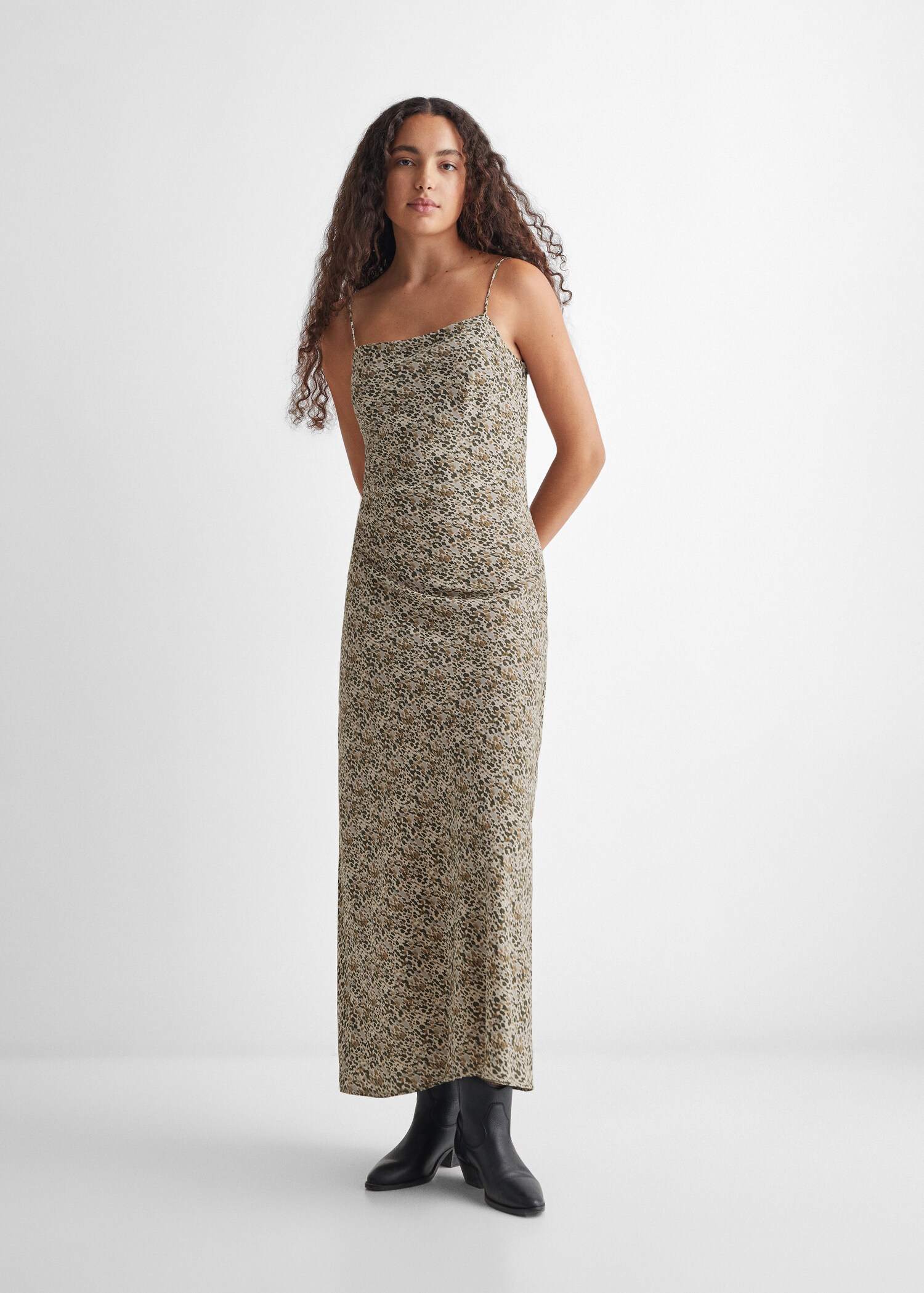 Langes, bedrucktes Kleid - Allgemeine Ansicht