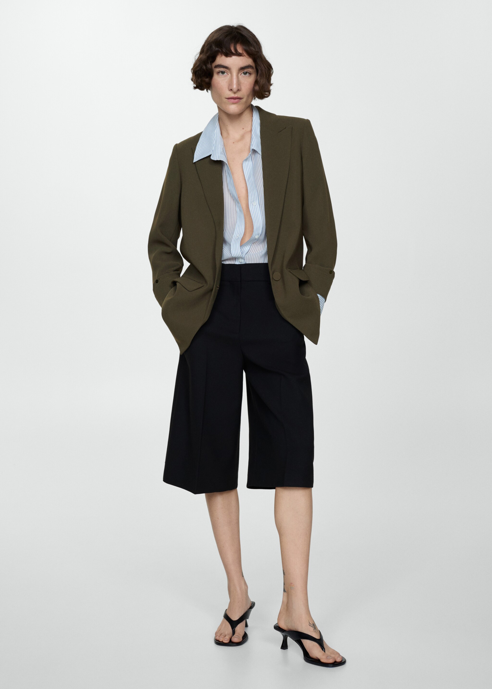 Tailored jacket with turn-down sleeves - General plane, Khaki. Ref: 67093264-00.