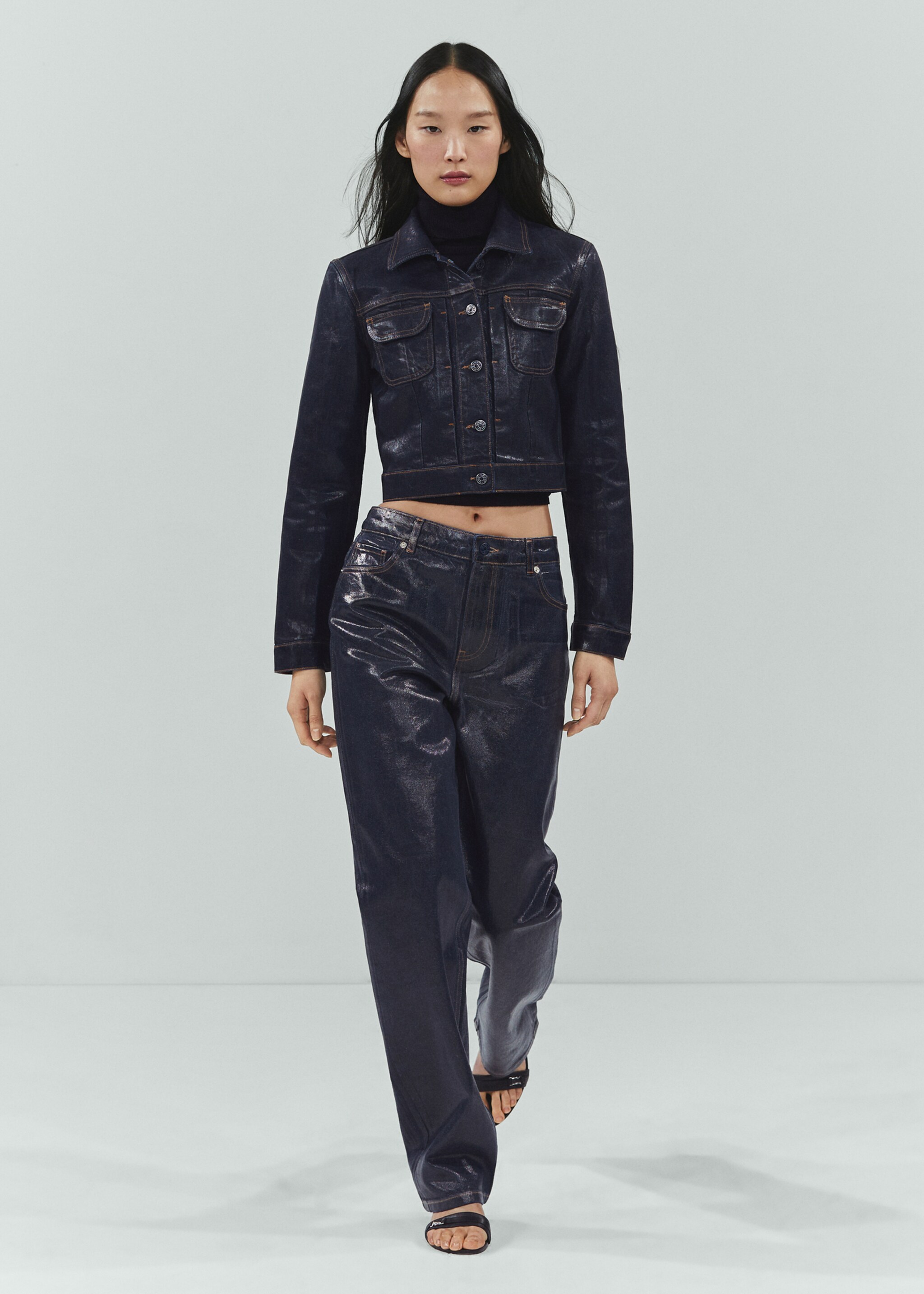 Blouson en jean structuré foil - Plan général