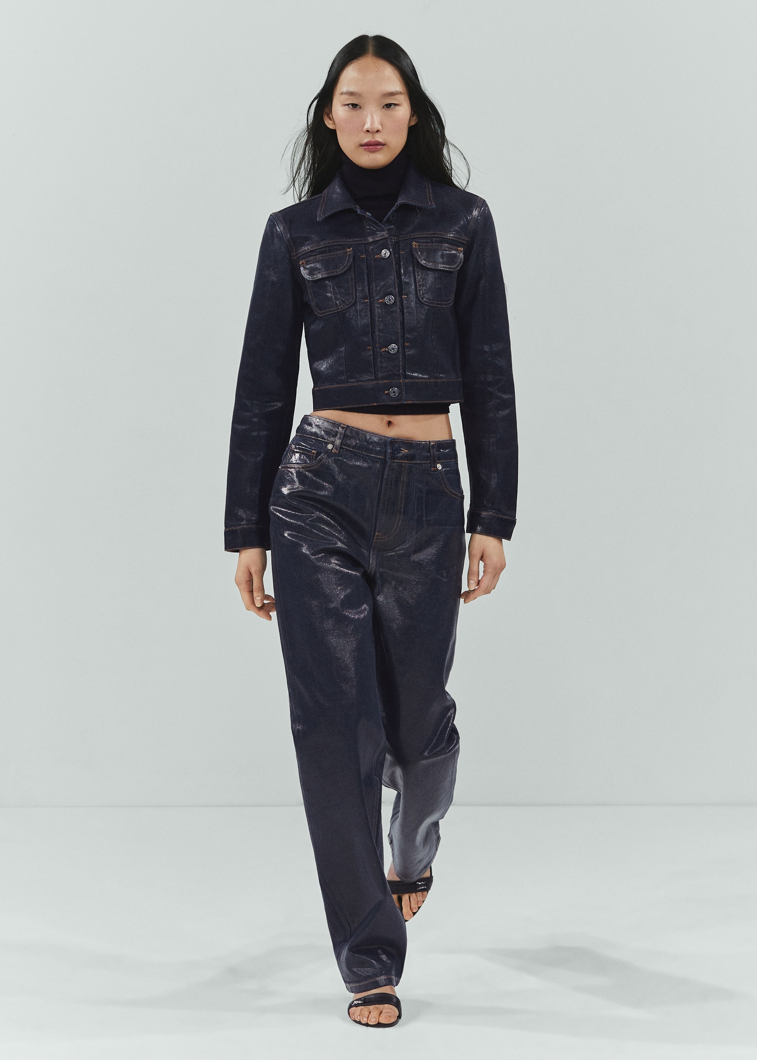 Blouson en jean structuré foil - Main Image