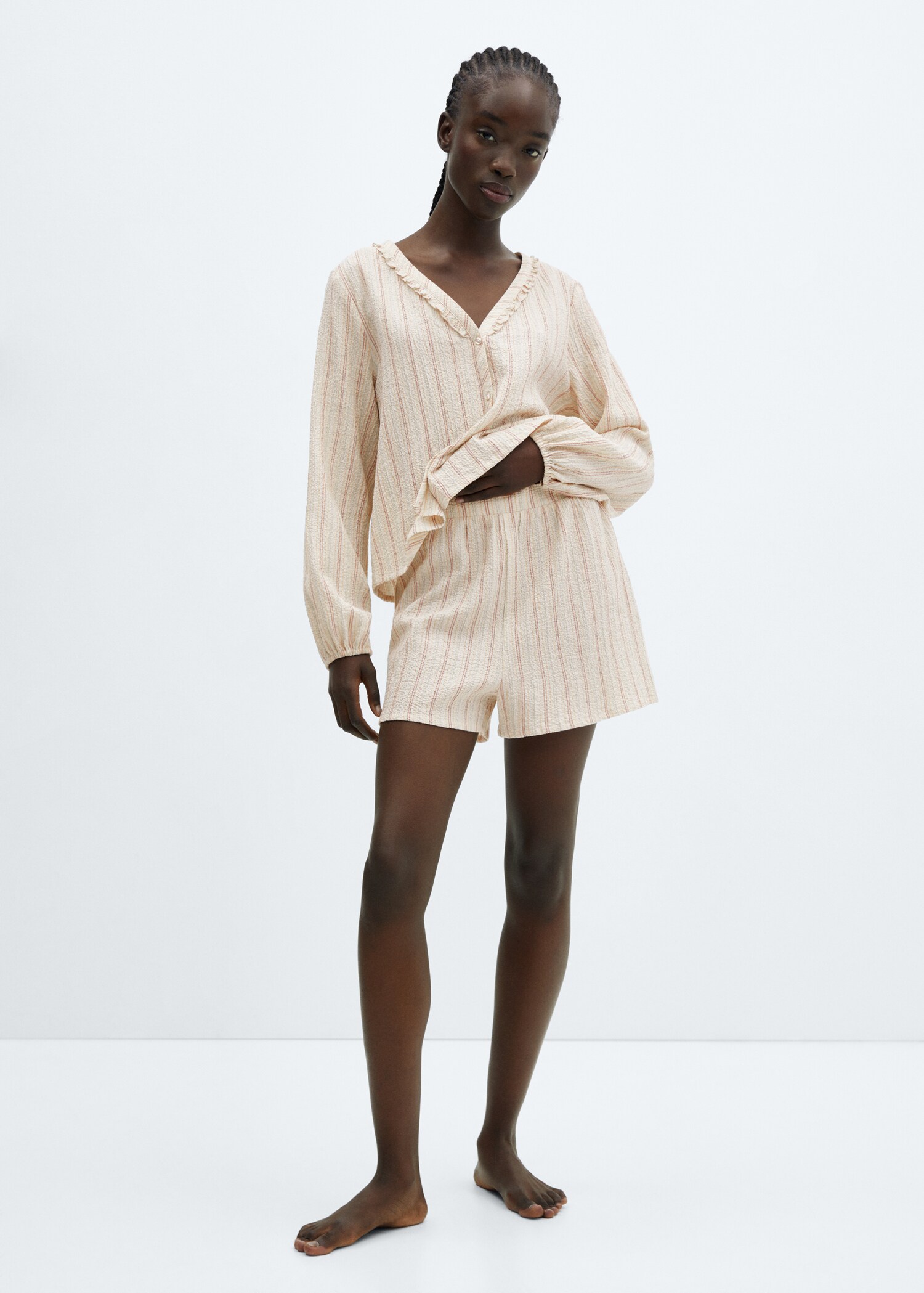 Two-piece textured cotton pyjamas - General plane