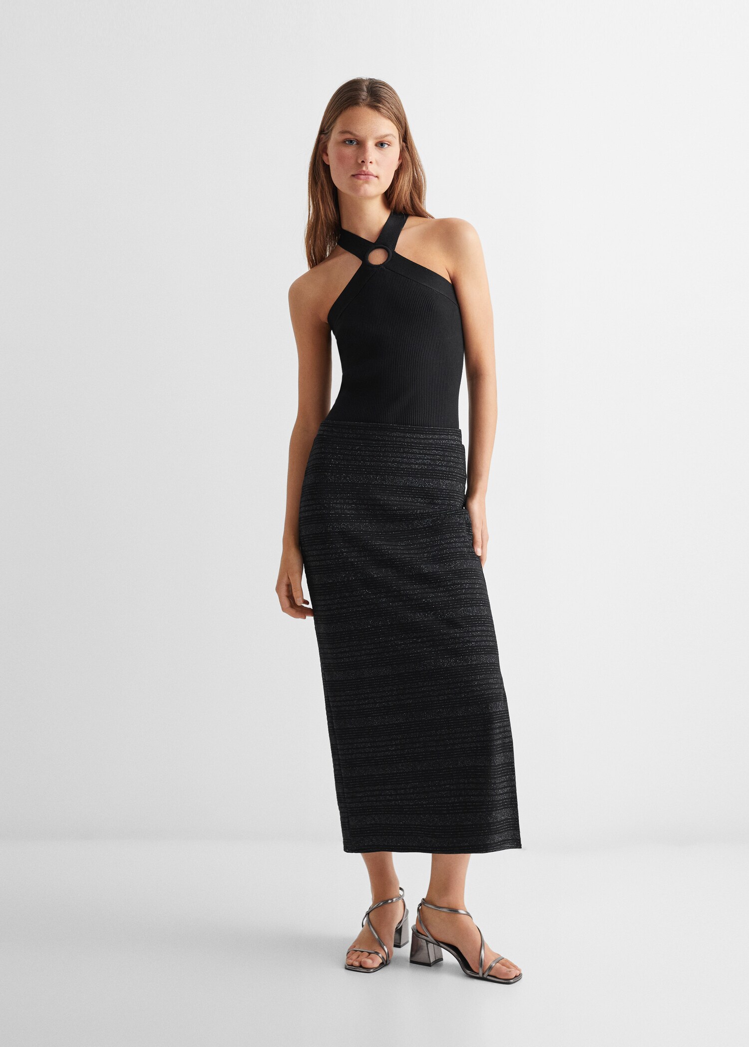 Metallic midi skirt - General plane