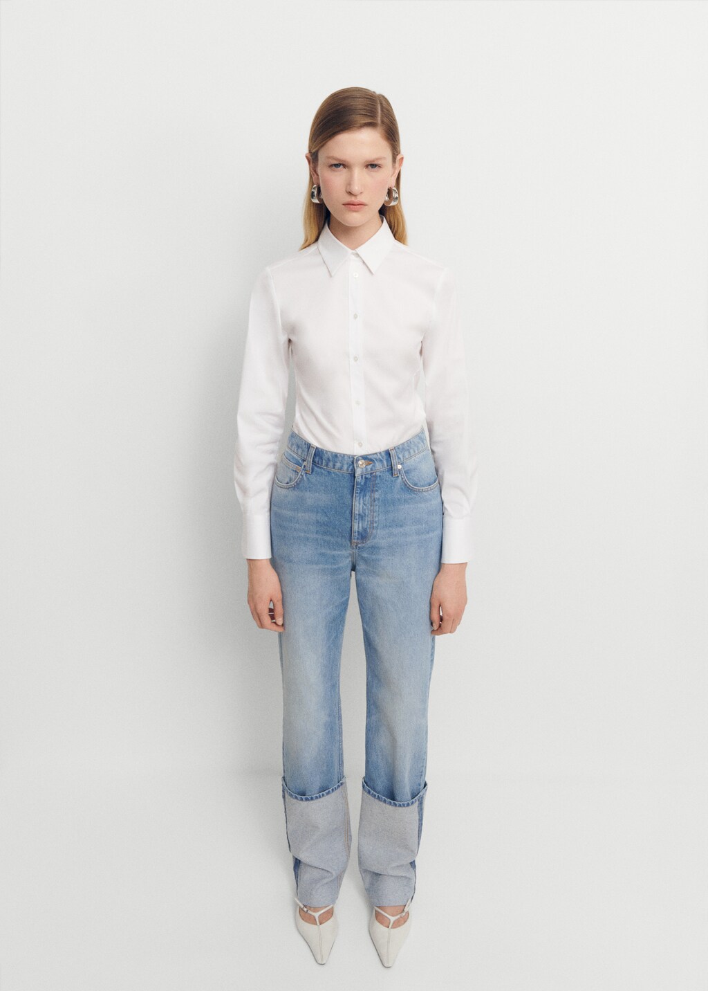 Turned-up straight jeans - Women | MANGO OUTLET USA