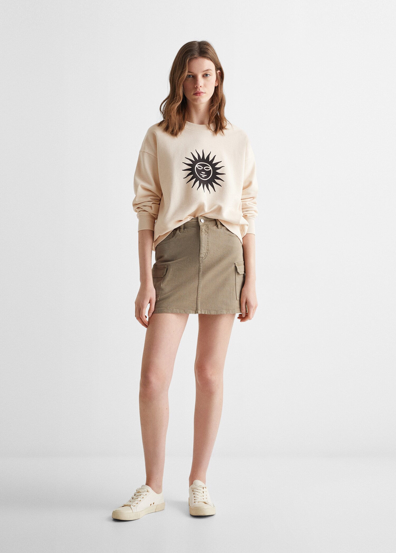 Bedrukt katoenen sweatshirt - Overzichtstekening
