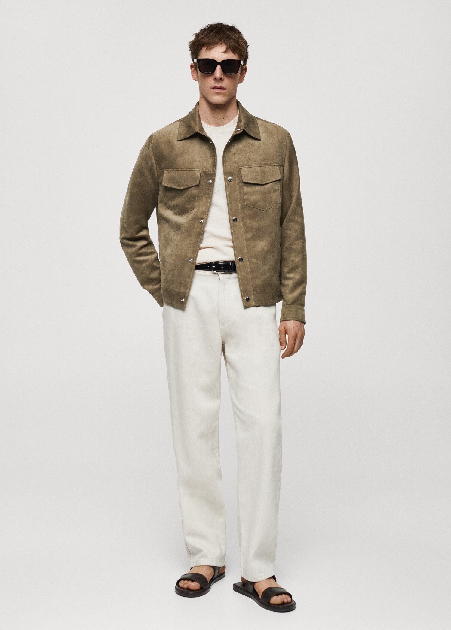 Suede-effect jacket with pockets - General plane