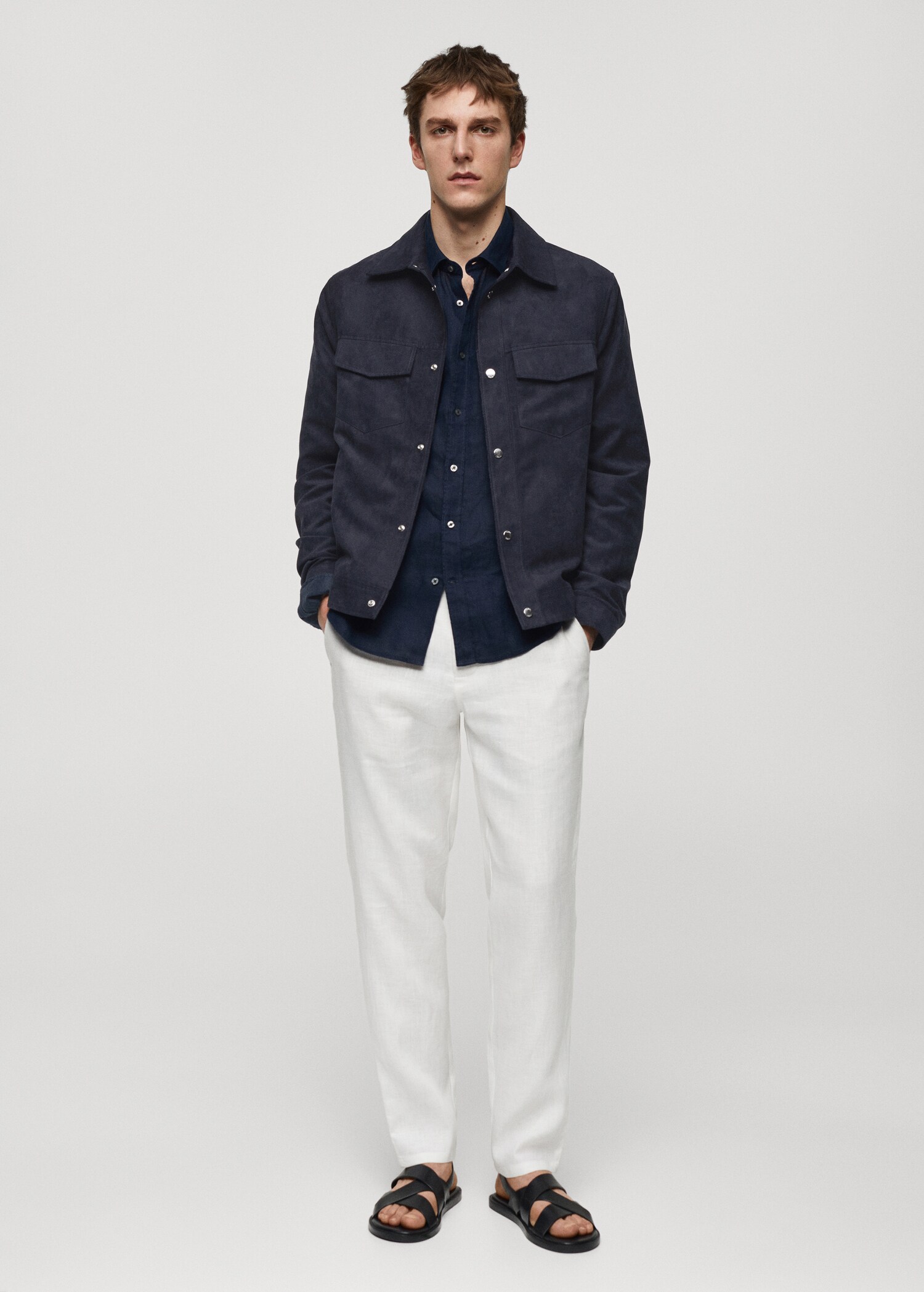 Suede-effect jacket with pockets - General plane