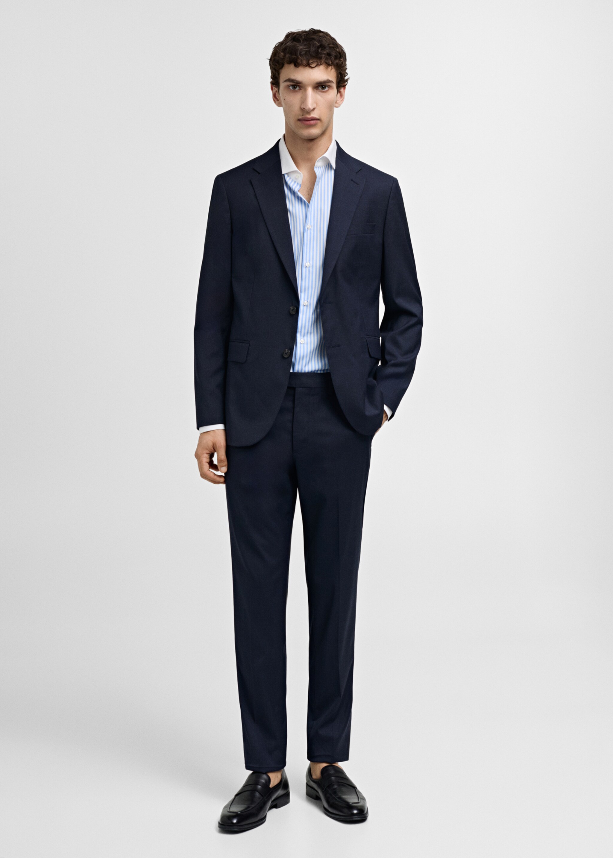 Striped-print slim-fit suit shirt - General plane