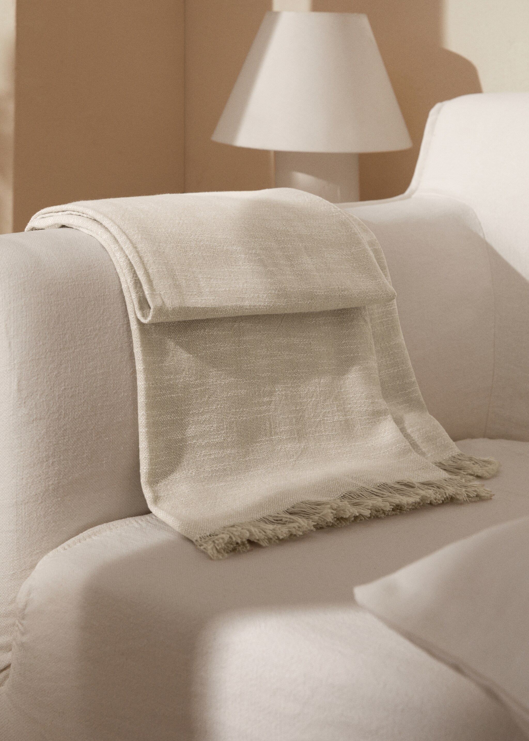 textured 100% cotton blanket - General plane, Sand. Ref: 67095983-00.
