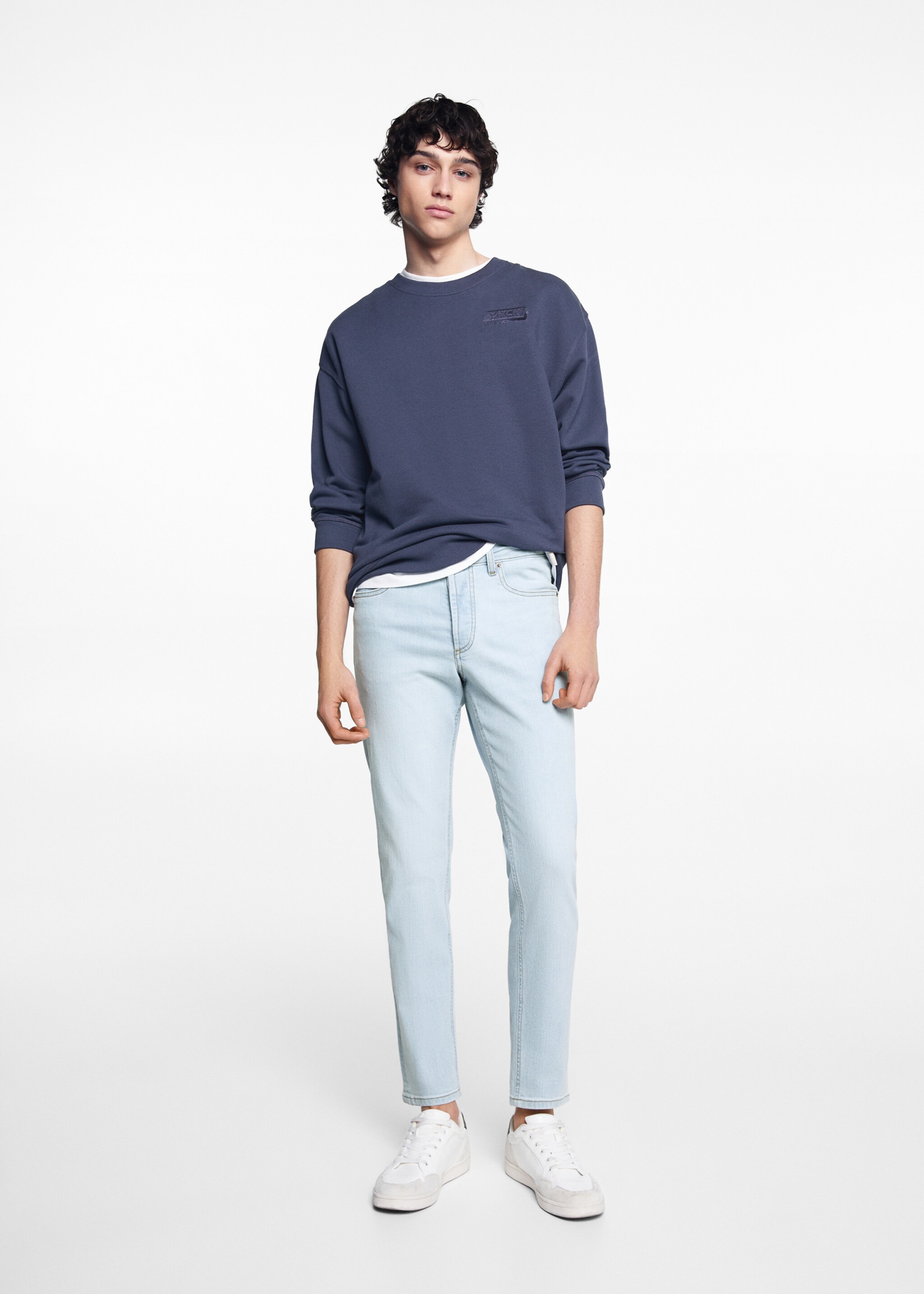 Sweat-shirt imprimé dans le dos - Plan général, Bleu marine foncé. Ref: 67096016-00.