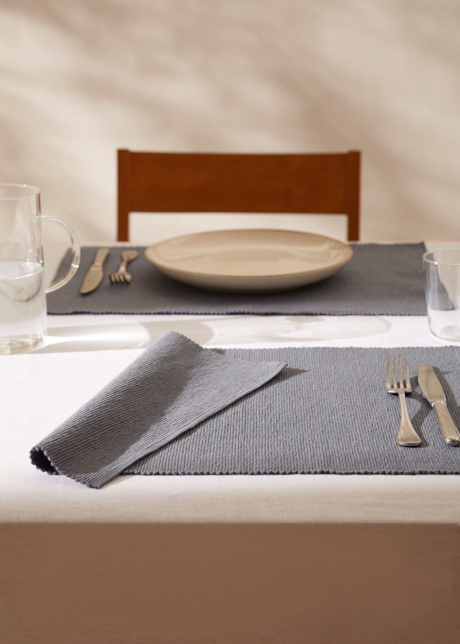 Cotton placemat with ribbed texture - General plane