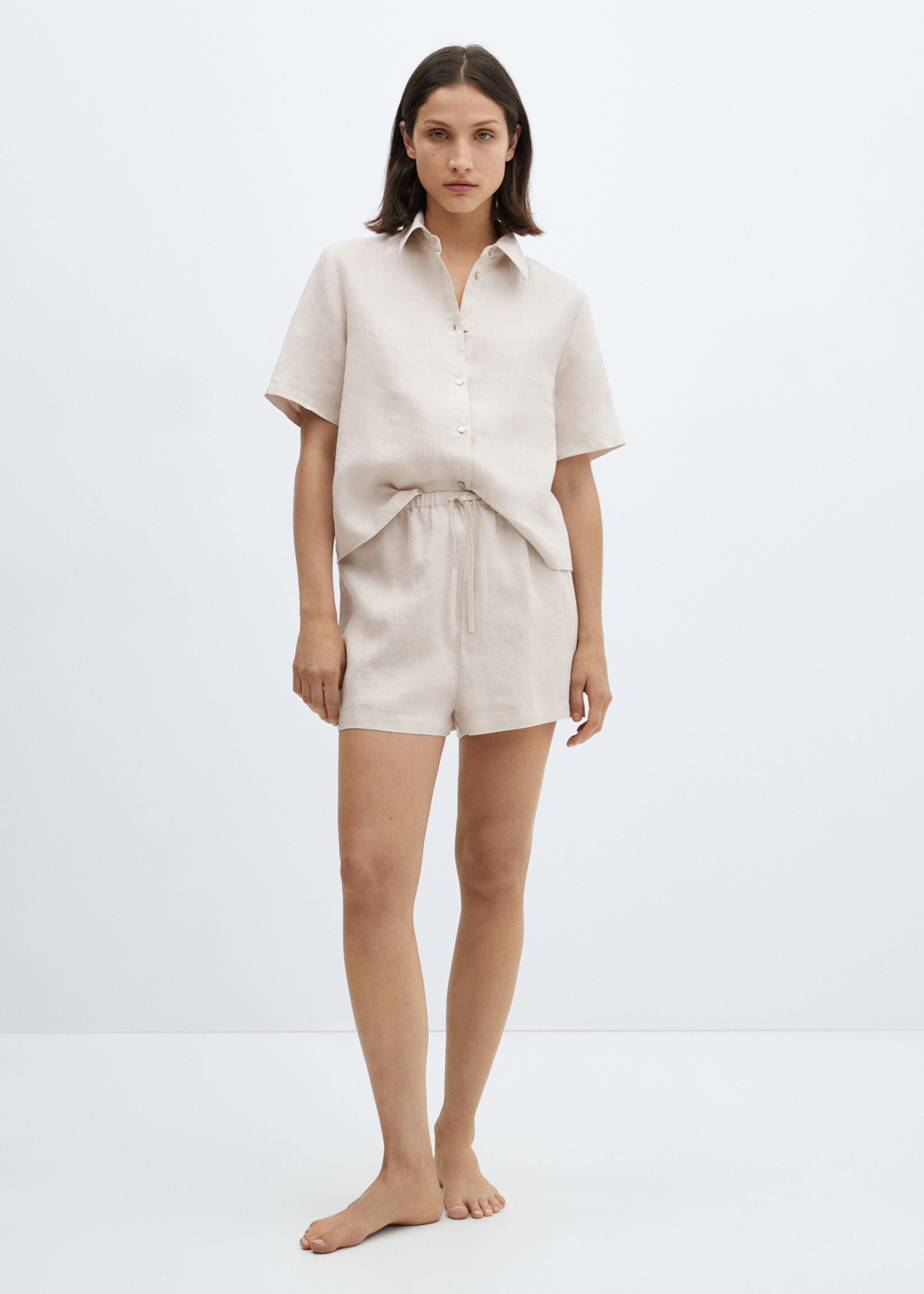 Pyjamasshorts i lin - Total bildeutsnitt