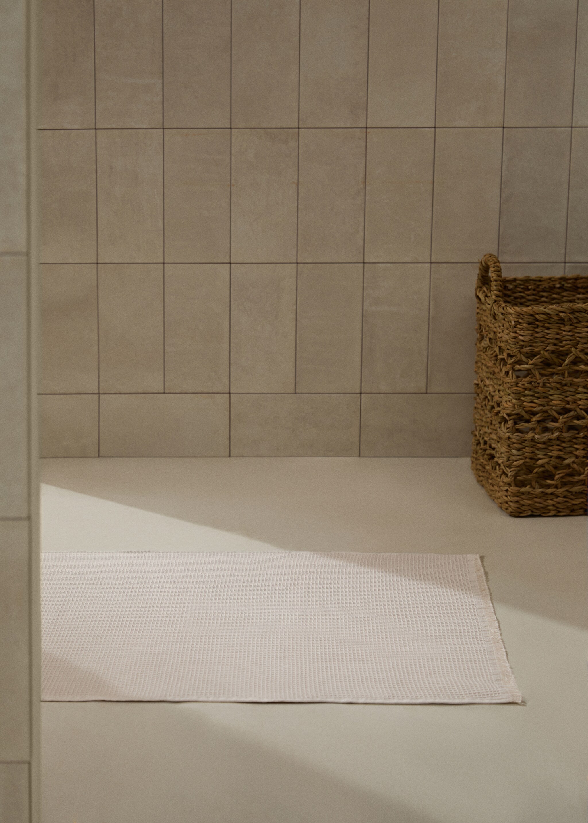 Tapis de bain coton gaufré franges - Plan général