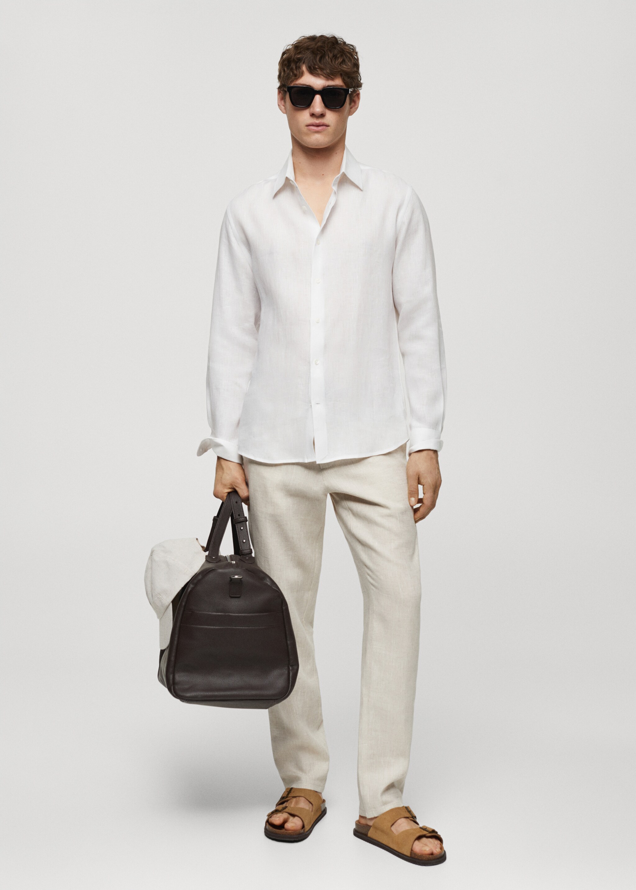 Regular-fit 100% linen shirt - General plane, White. Ref: 67096311-00.