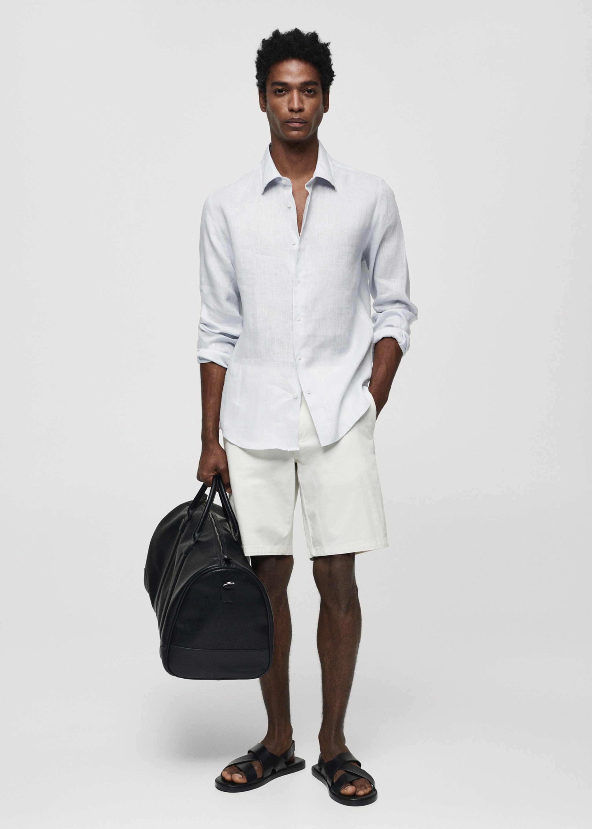 Regular-fit 100% linen shirt - General plane