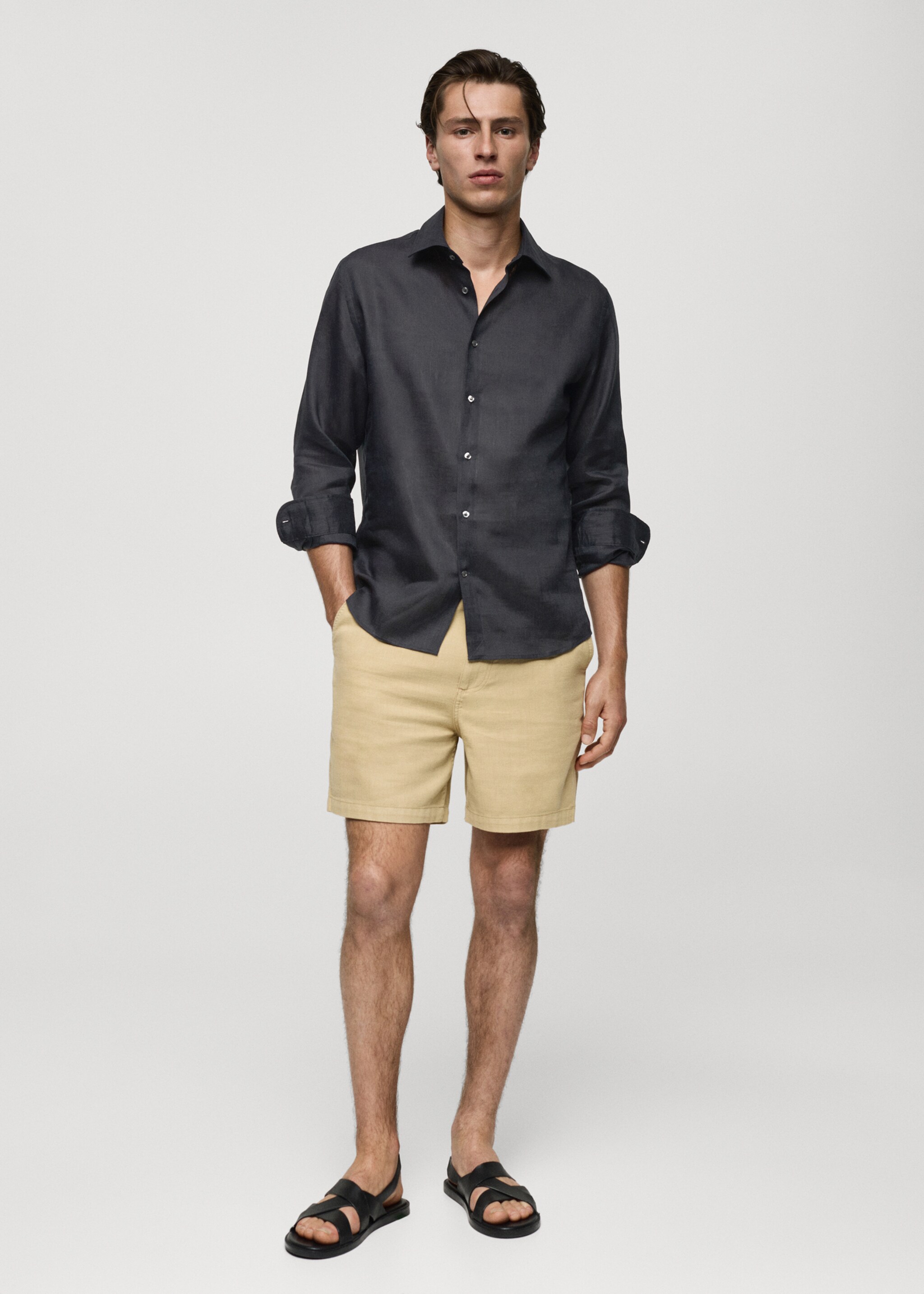 Regular Fit-Hemd aus 100 % Leinen - Allgemeine Ansicht