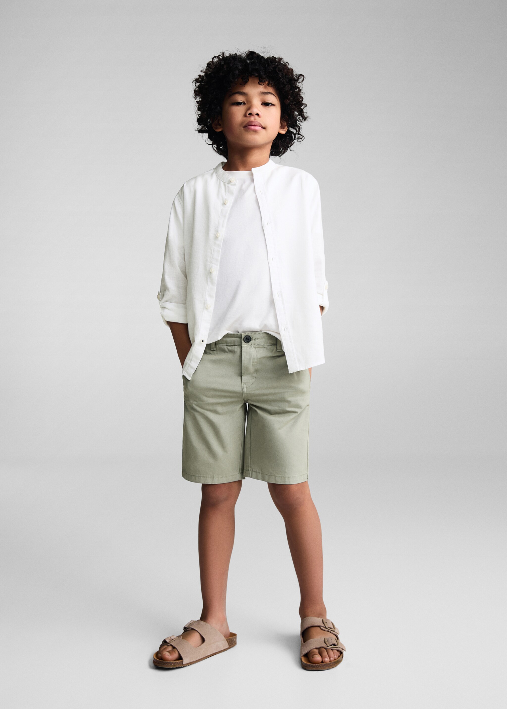 Slim-fit chino cotton bermuda shorts - General plane