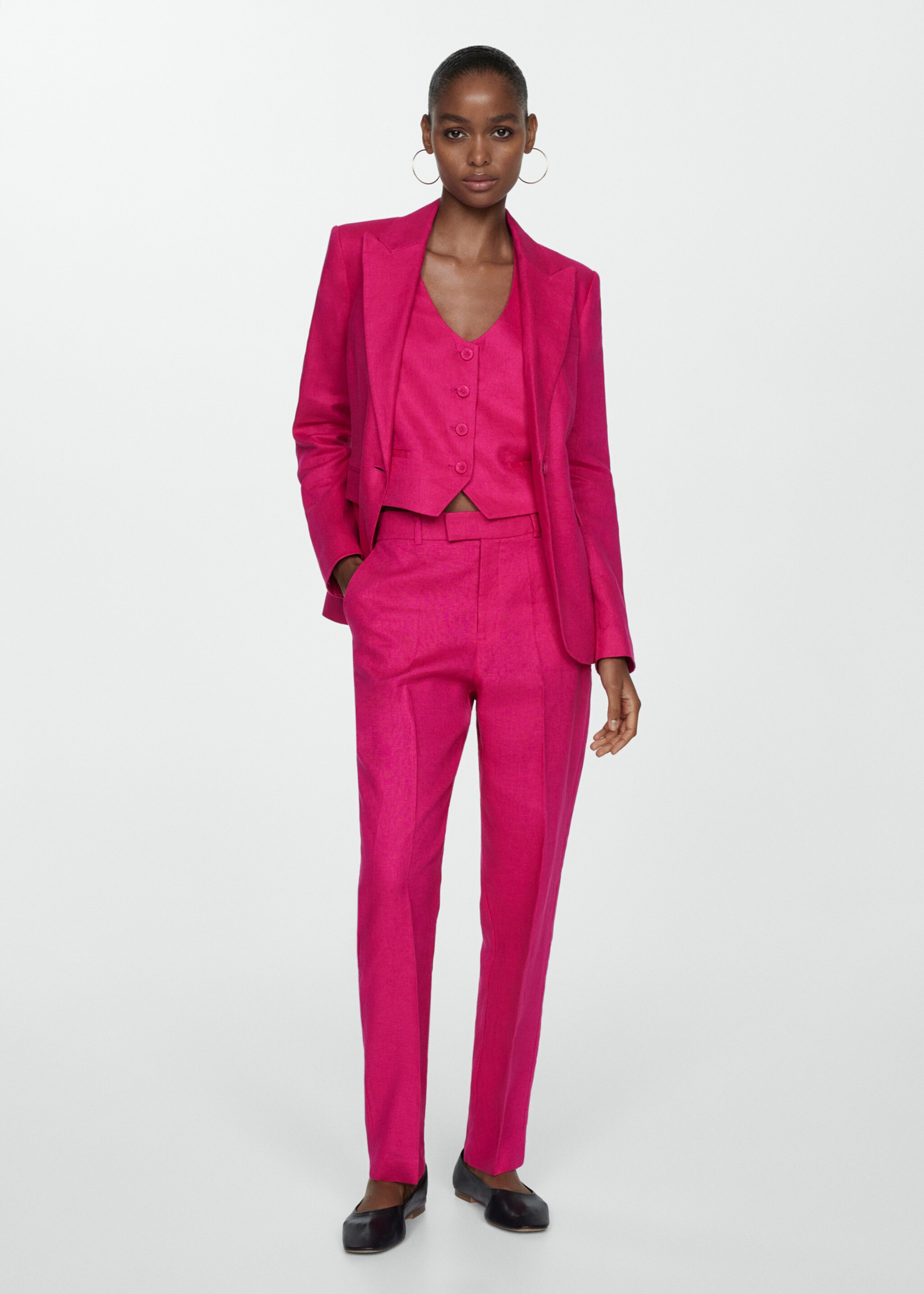 Linen suit trousers - General plane, Fuchsia. Ref: 67097111-00.