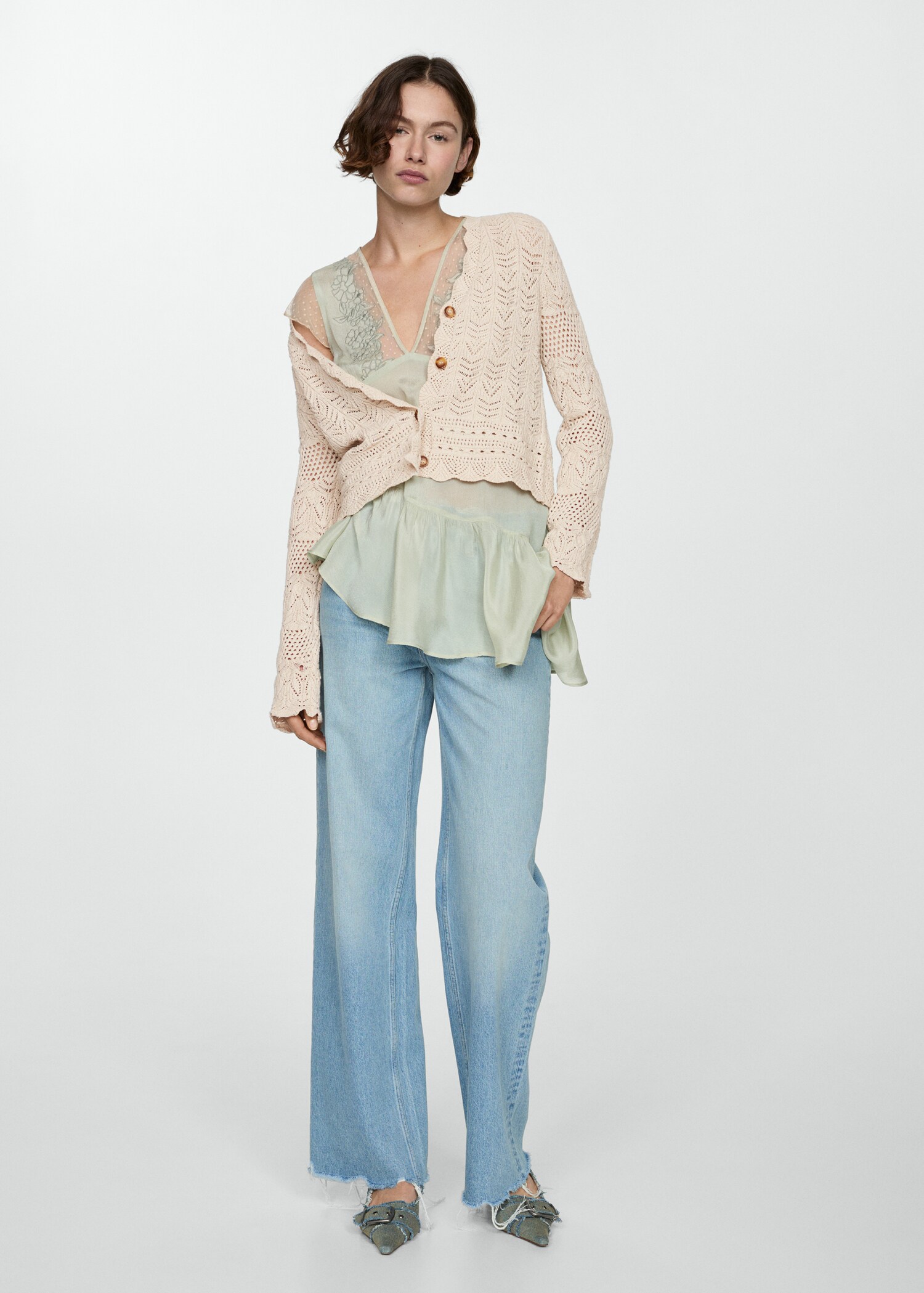 Strickjacke mit Lochdetails - Allgemeine Ansicht