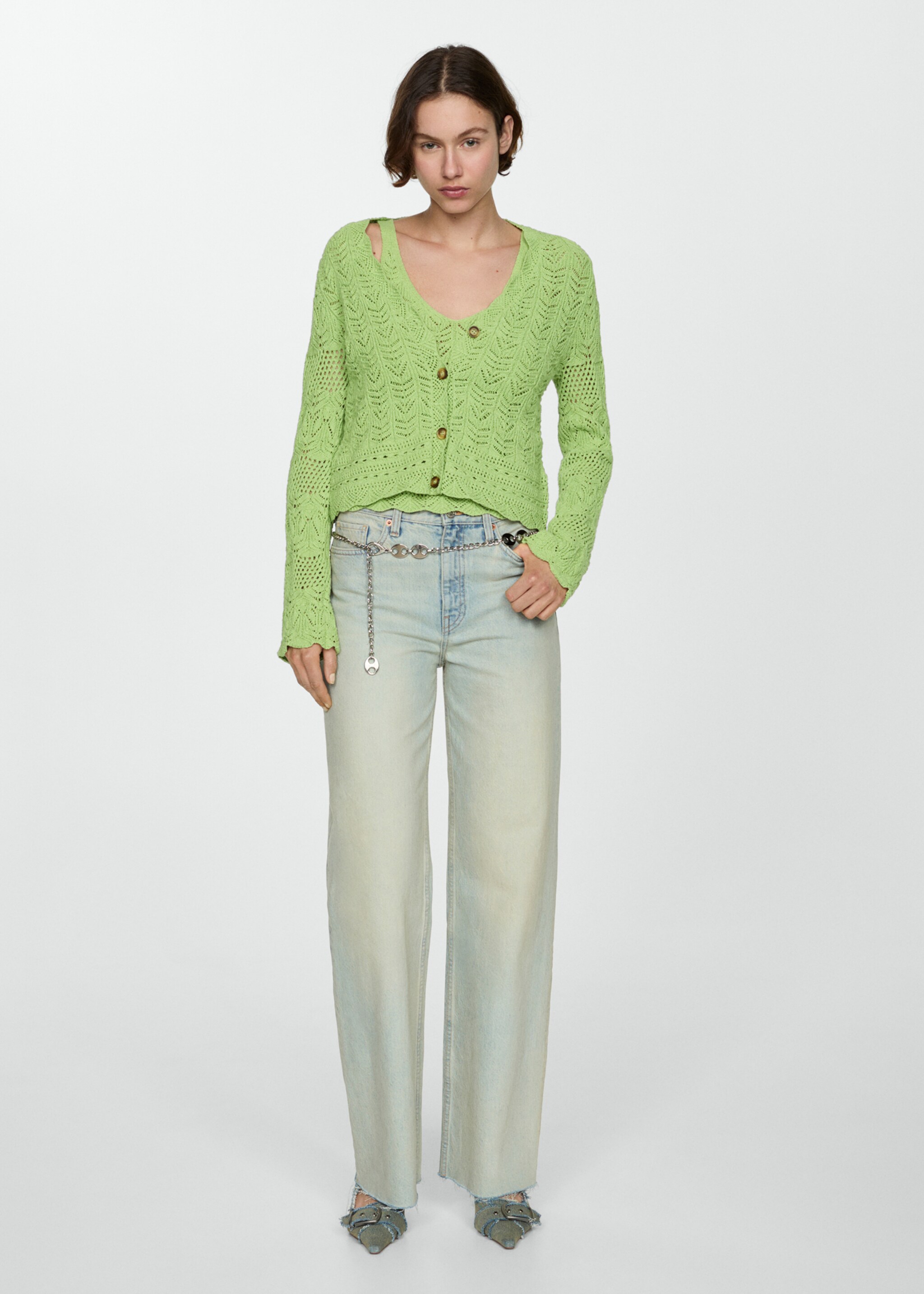 Strickjacke mit Lochdetails - Allgemeine Ansicht