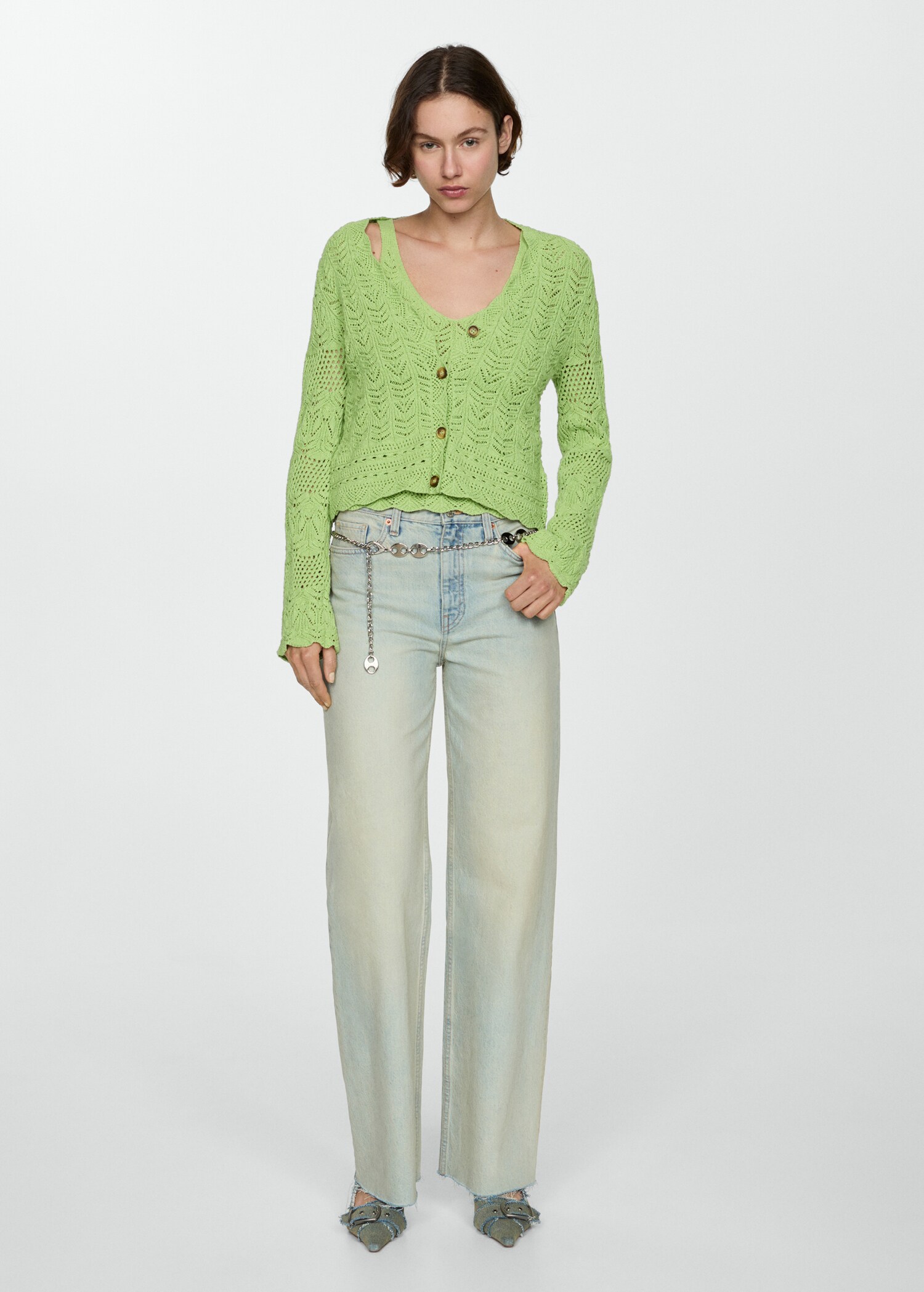 Strickjacke mit Lochdetails - Allgemeine Ansicht
