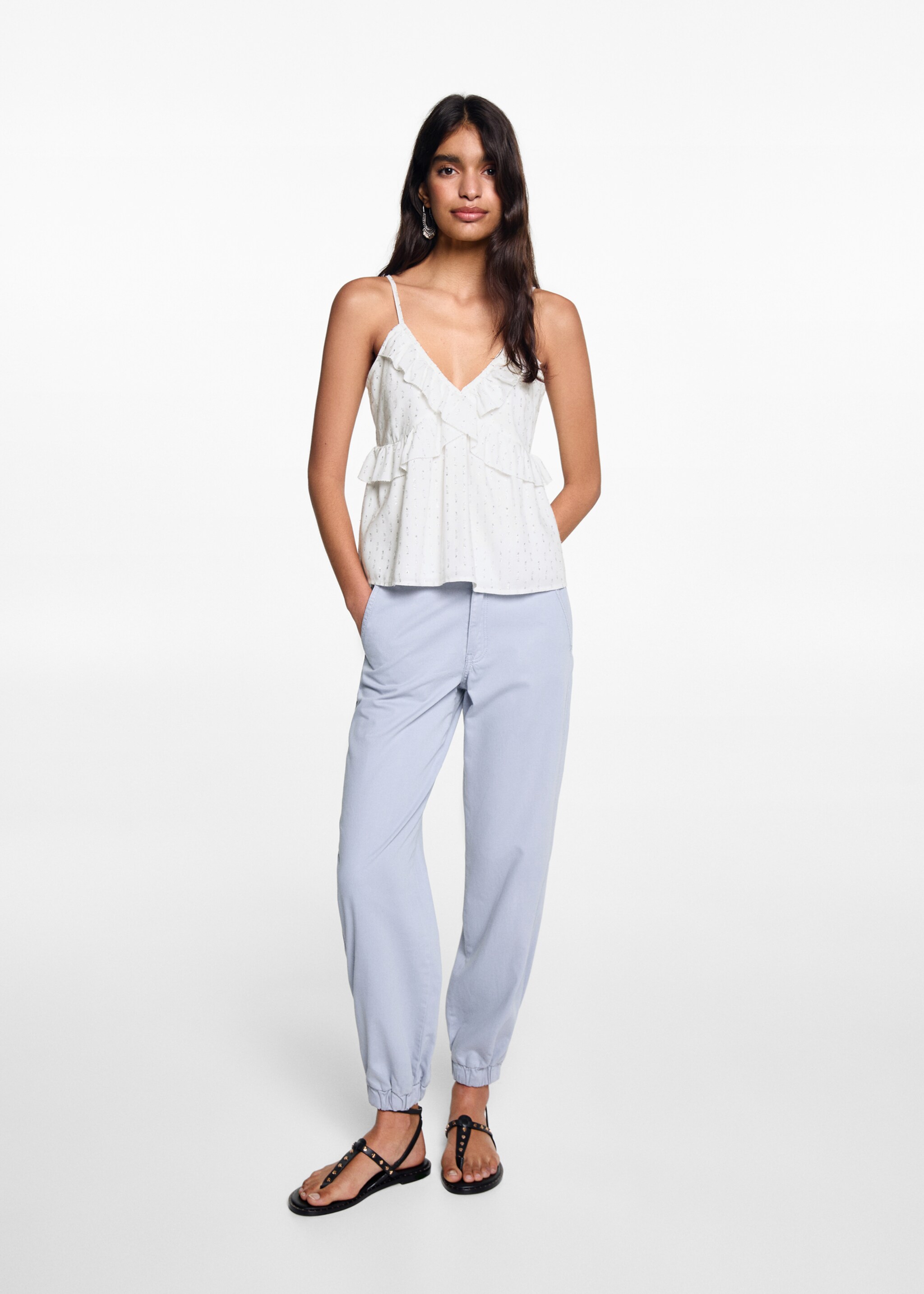 Ruffled lurex blouse - General plane