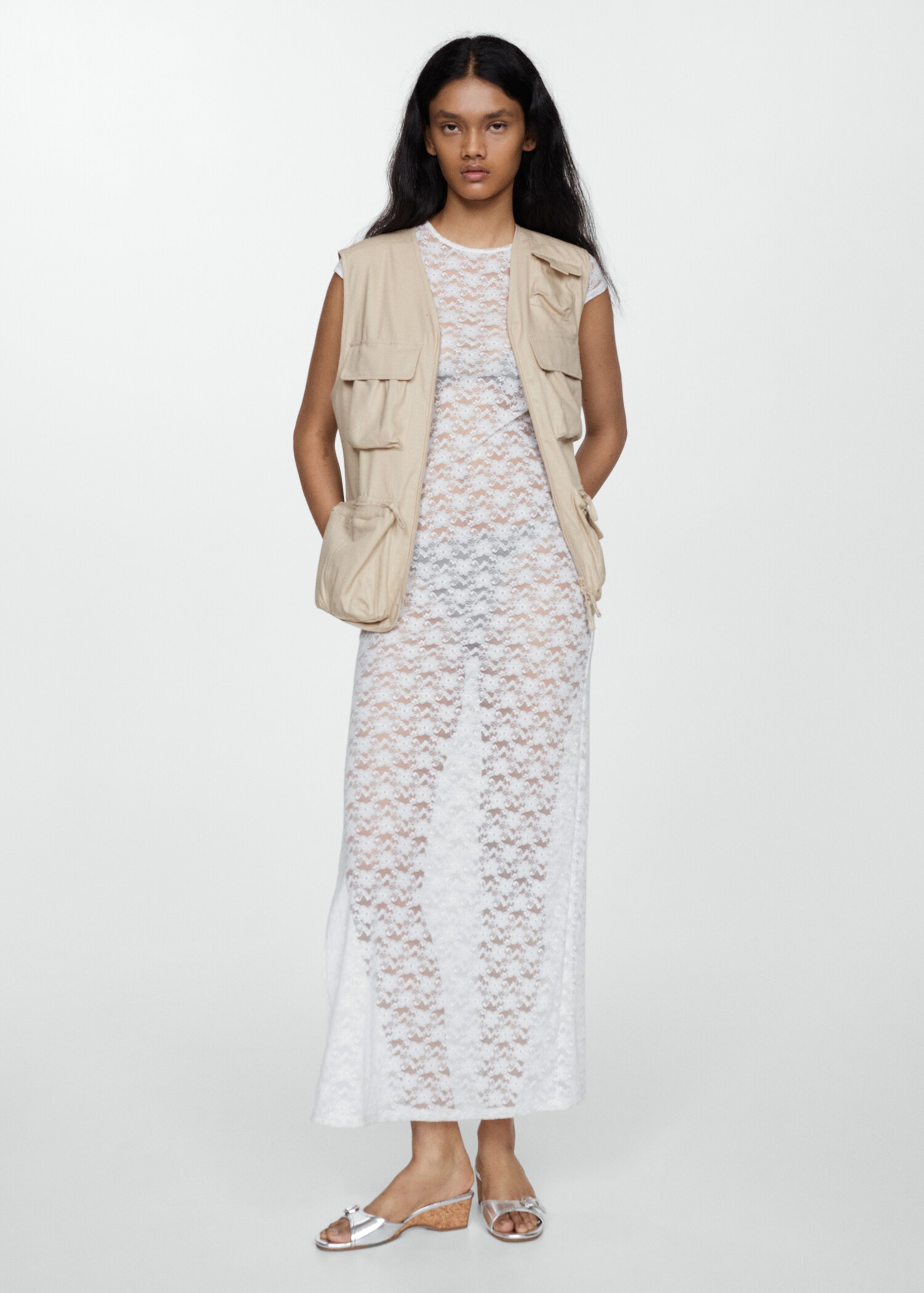 Oversized gilet met cargozakken - Overzichtstekening