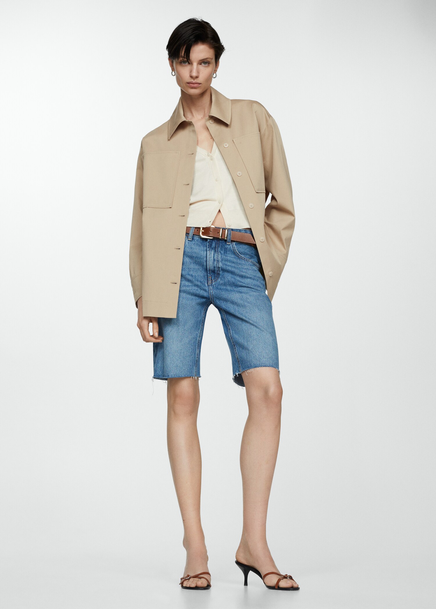 Oversized skjortjacka med fickor - Allmän bild