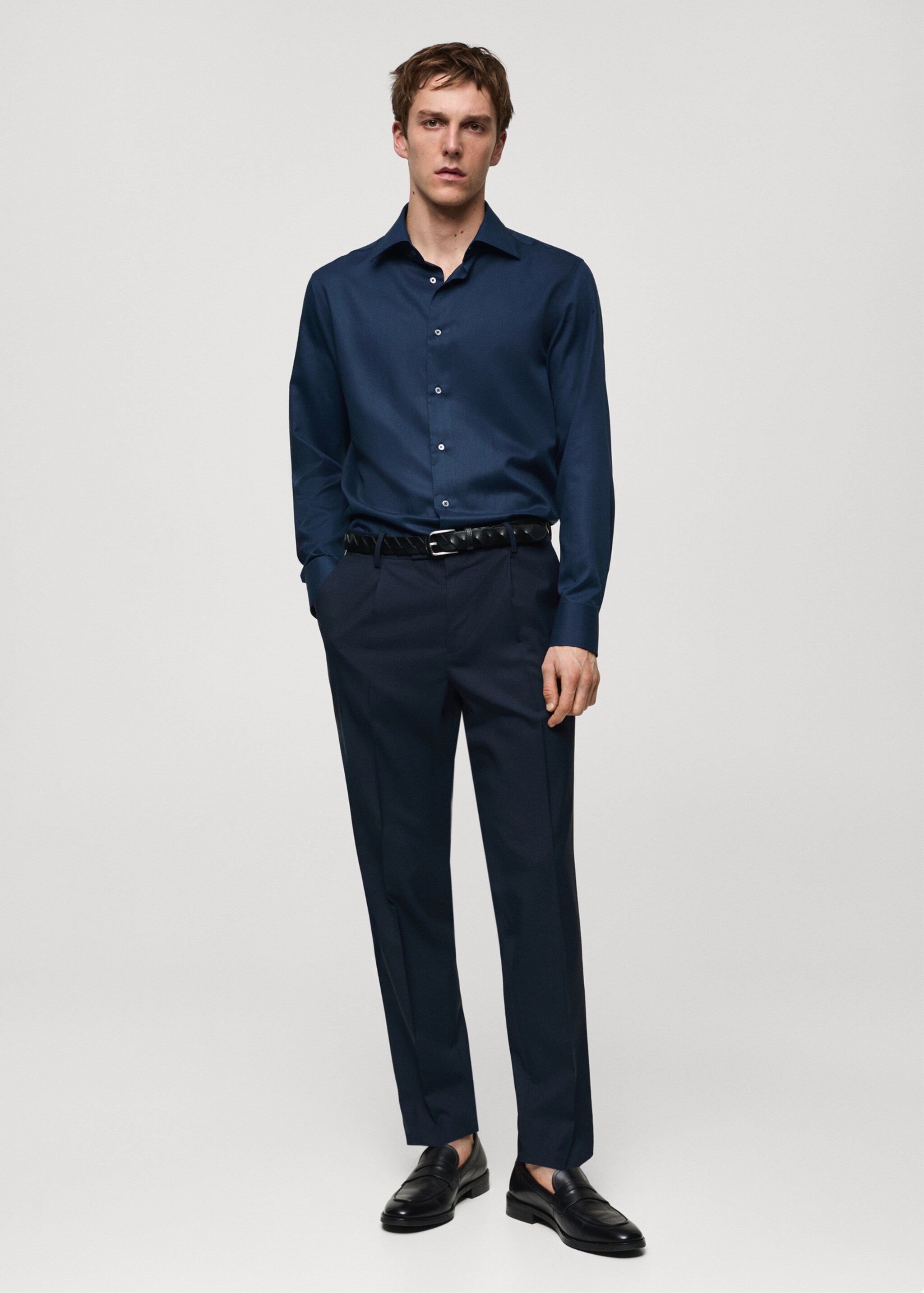 Slim-fit Tencel cotton shirt - General plane, Dark Navy. Ref: 67098266-00.